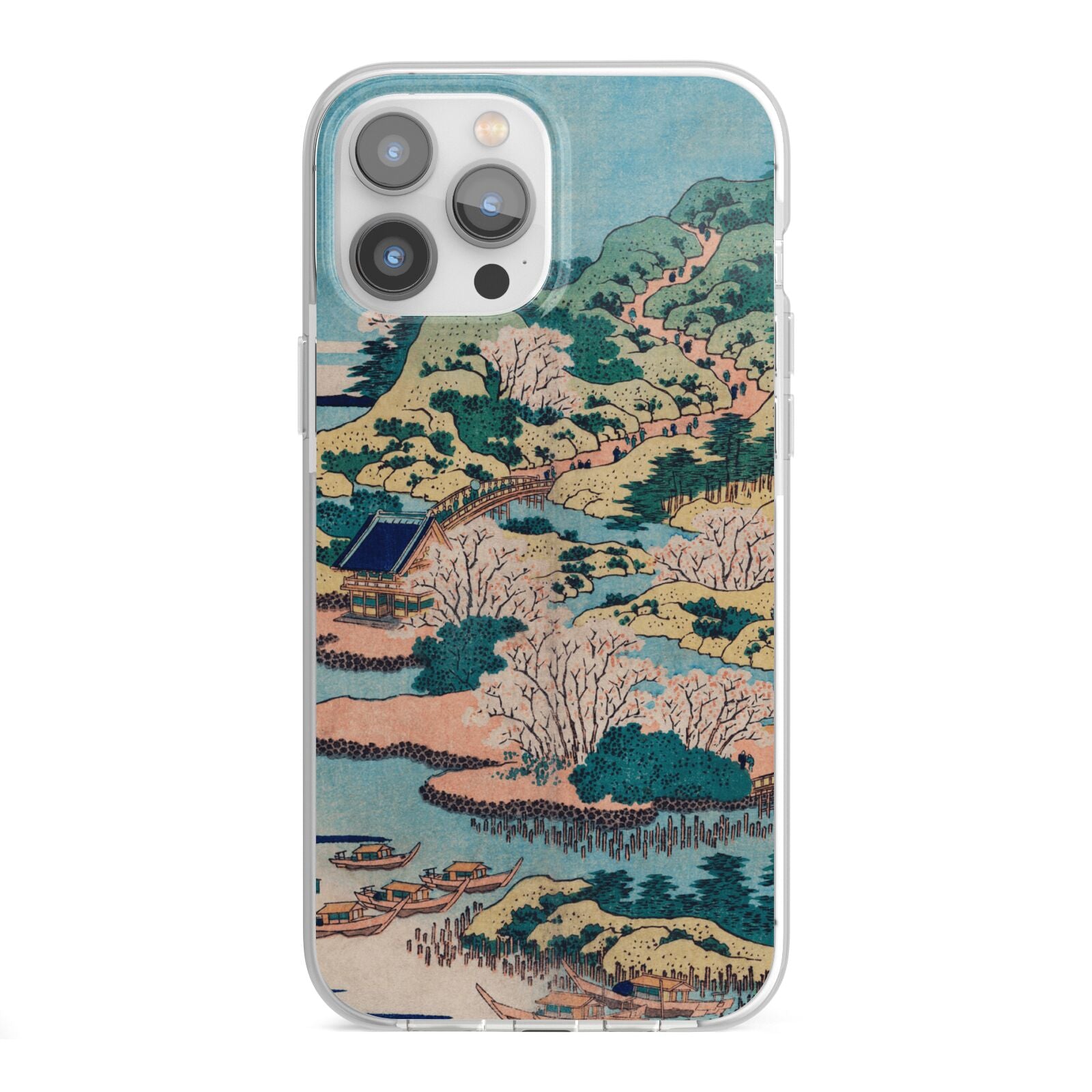 Coastal Community By Katsushika Hokusai iPhone 13 Pro Max TPU Impact Case with White Edges