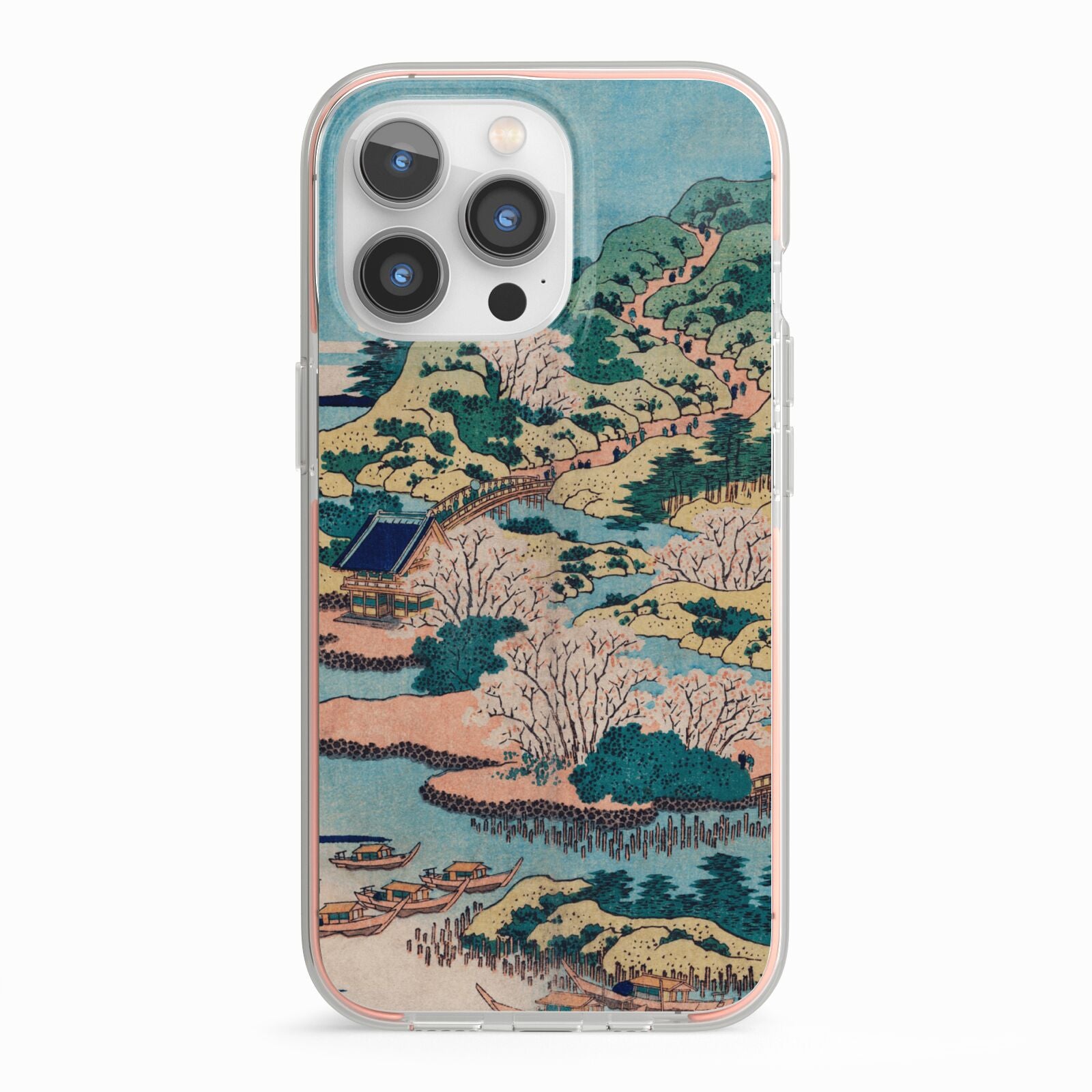 Coastal Community By Katsushika Hokusai iPhone 13 Pro TPU Impact Case with Pink Edges