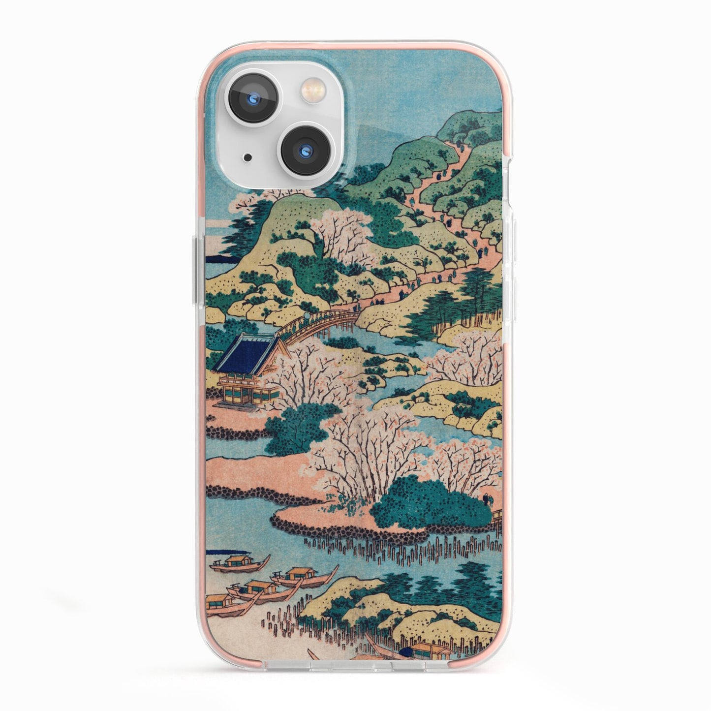 Coastal Community By Katsushika Hokusai iPhone 13 TPU Impact Case with Pink Edges