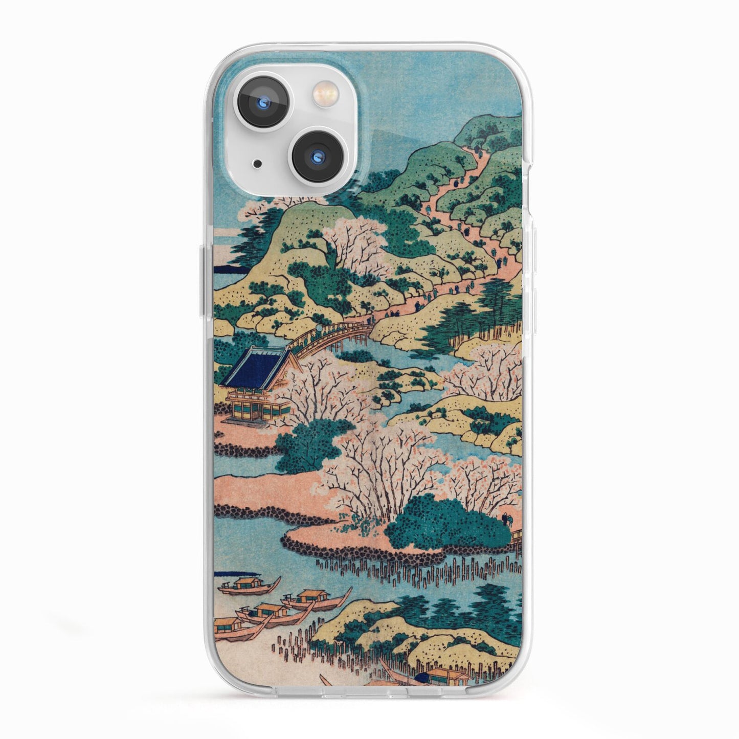 Coastal Community By Katsushika Hokusai iPhone 13 TPU Impact Case with White Edges