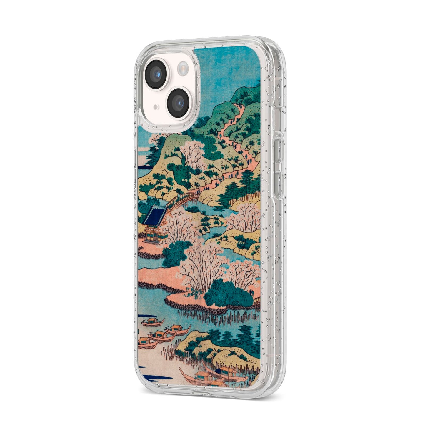 Coastal Community By Katsushika Hokusai iPhone 14 Glitter Tough Case Starlight Angled Image