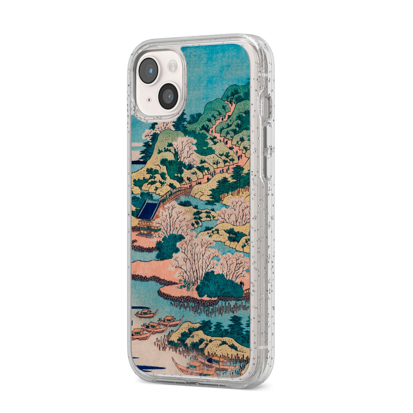 Coastal Community By Katsushika Hokusai iPhone 14 Plus Glitter Tough Case Starlight Angled Image