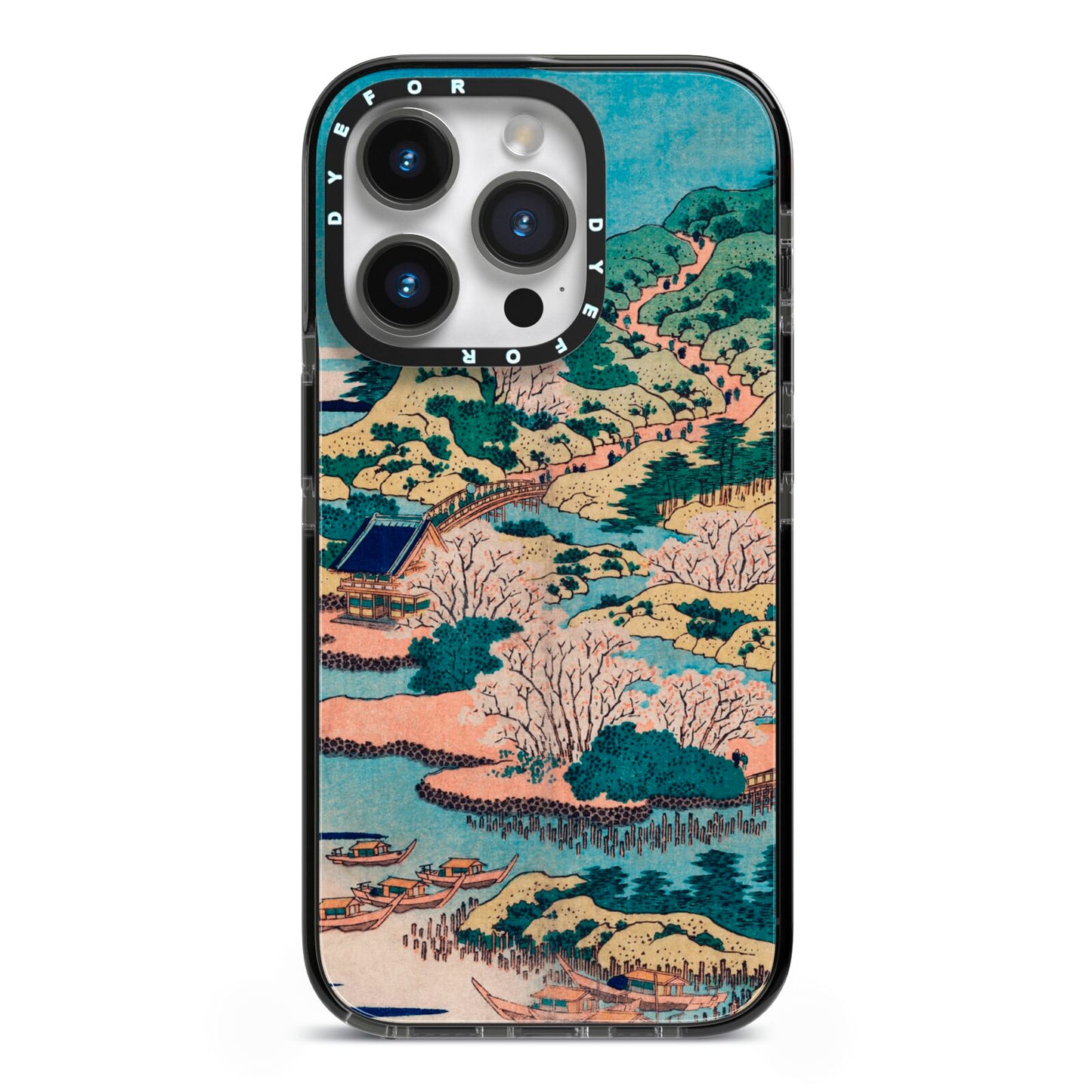 Coastal Community By Katsushika Hokusai iPhone 14 Pro Black Impact Case on Silver phone