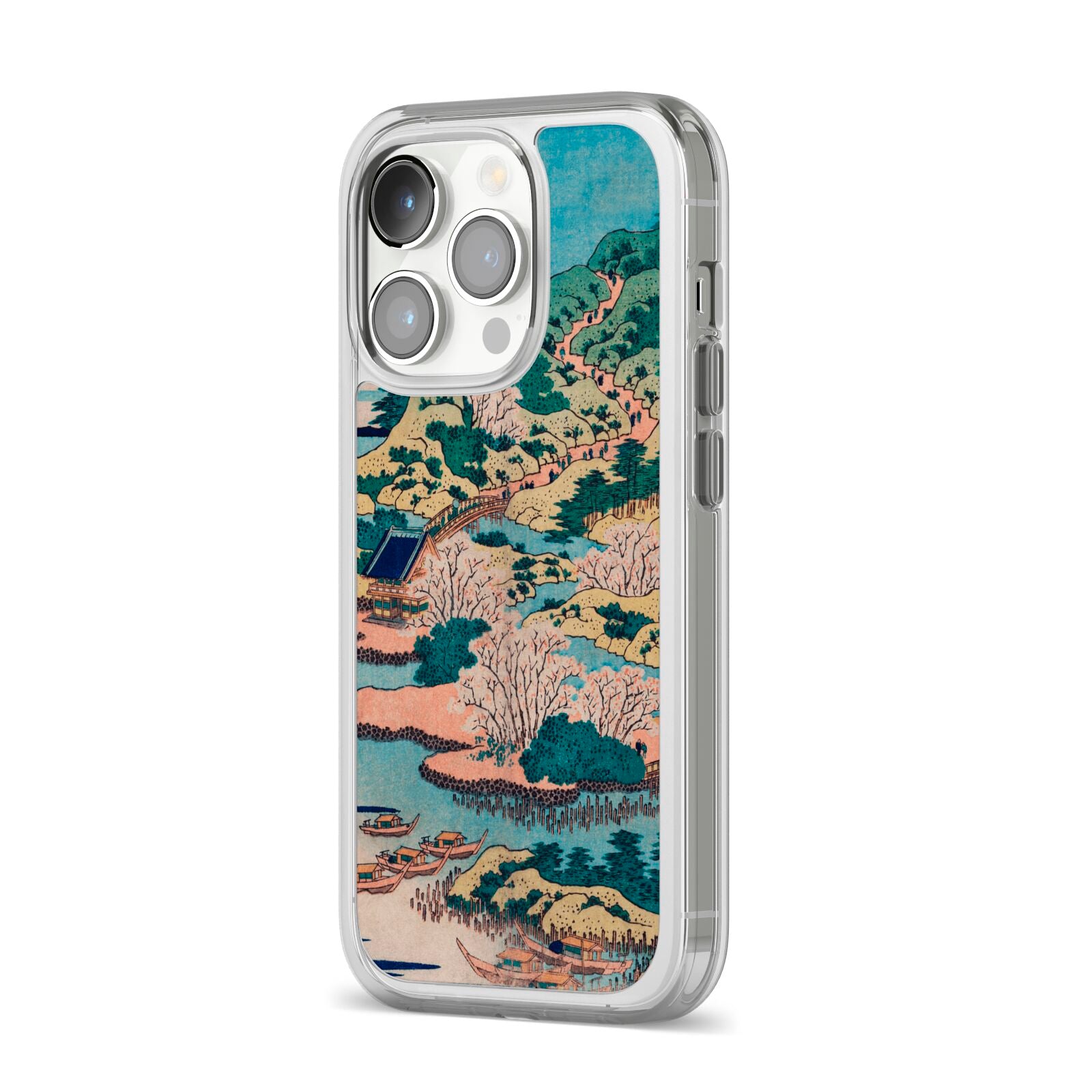 Coastal Community By Katsushika Hokusai iPhone 14 Pro Clear Tough Case Silver Angled Image