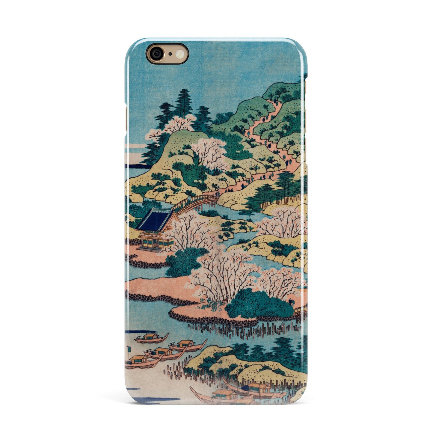 Coastal Community By Katsushika Hokusai iPhone 6 Plus 3D Snap Case on Gold Phone