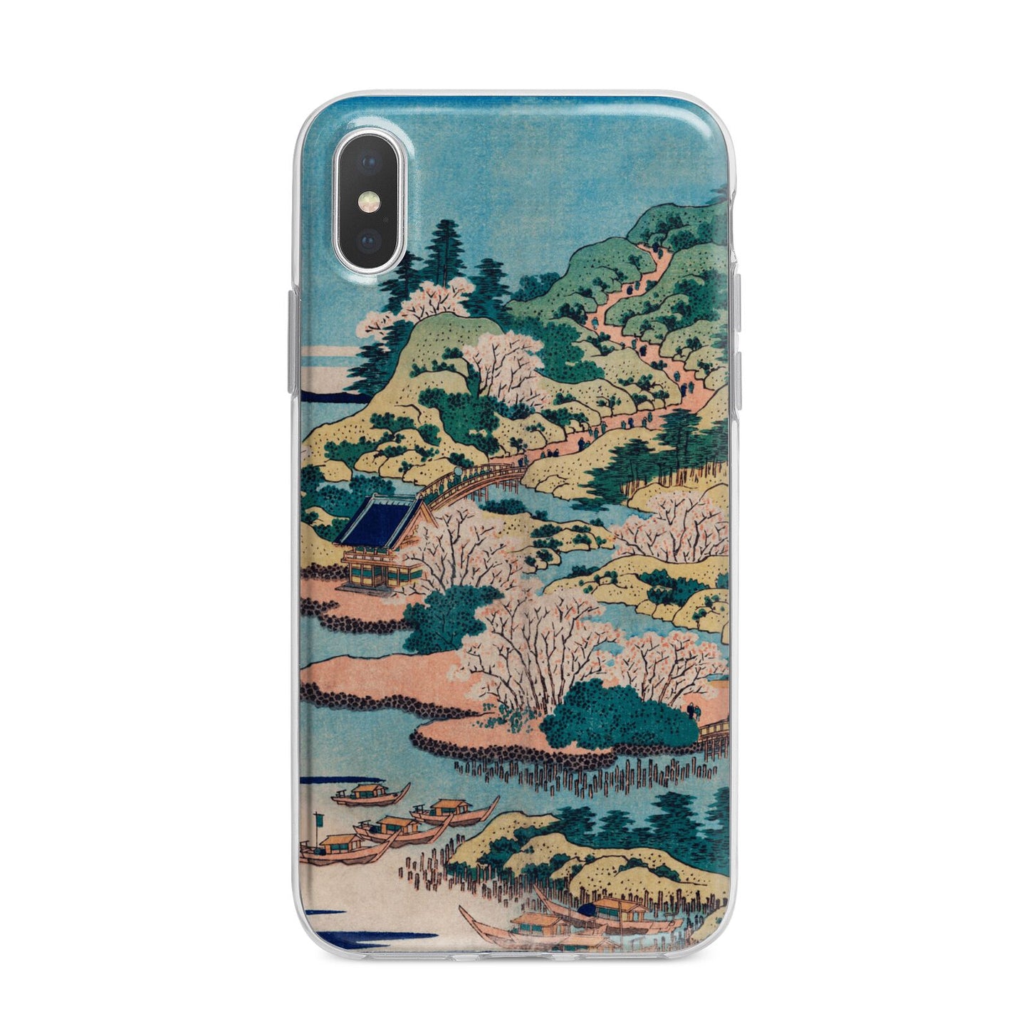 Coastal Community By Katsushika Hokusai iPhone X Bumper Case on Silver iPhone Alternative Image 1