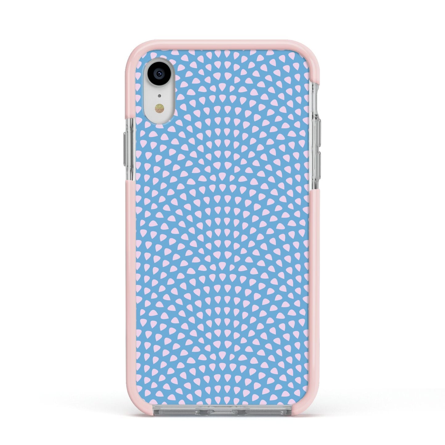 Coastal Pattern Apple iPhone XR Impact Case Pink Edge on Silver Phone