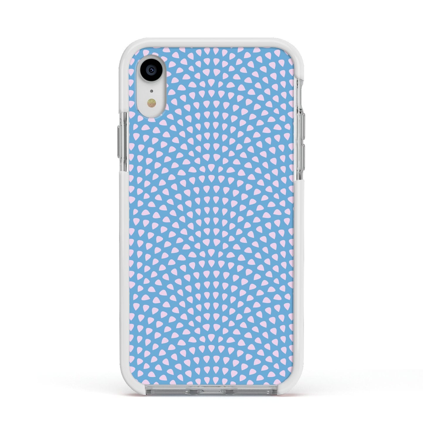 Coastal Pattern Apple iPhone XR Impact Case White Edge on Silver Phone