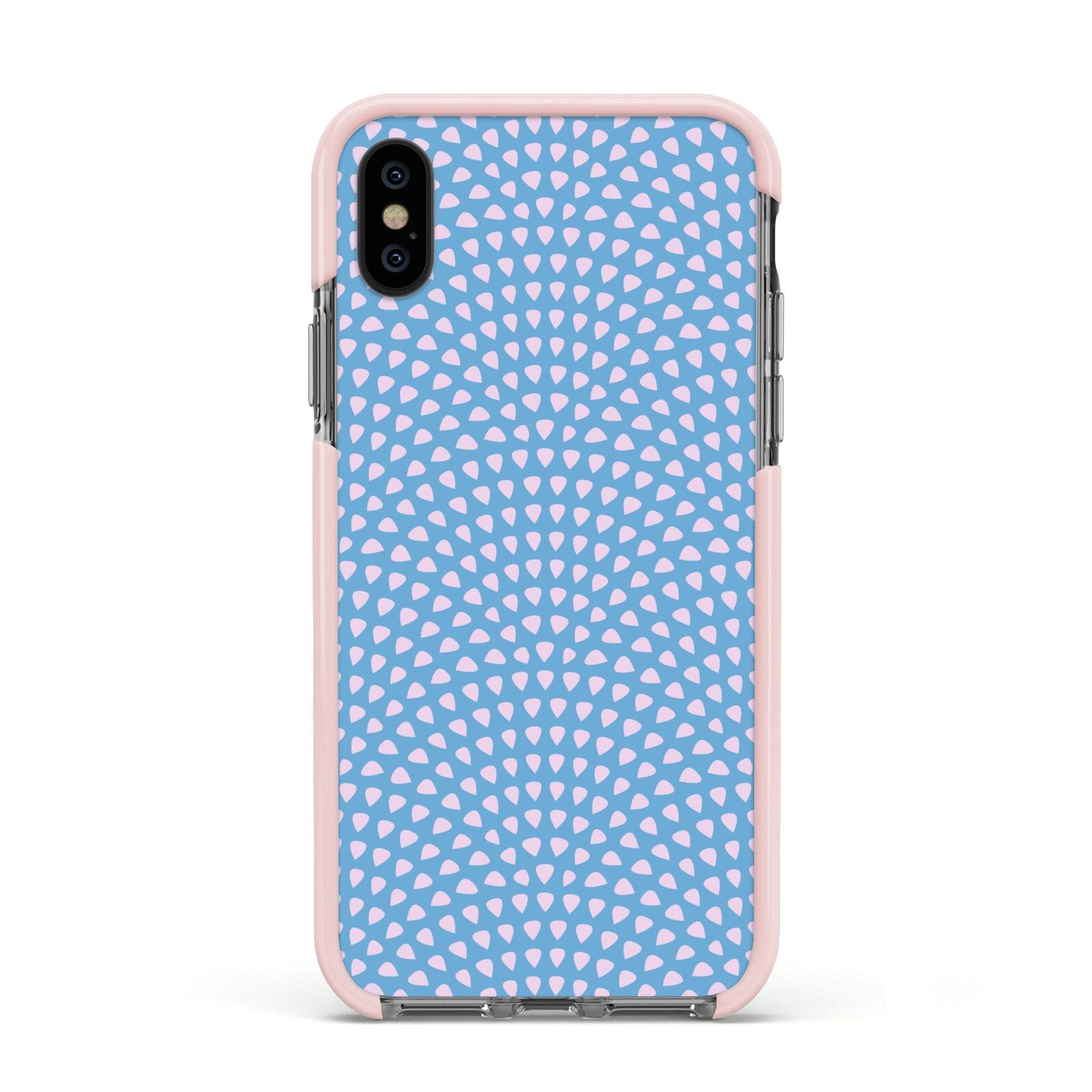 Coastal Pattern Apple iPhone Xs Impact Case Pink Edge on Black Phone