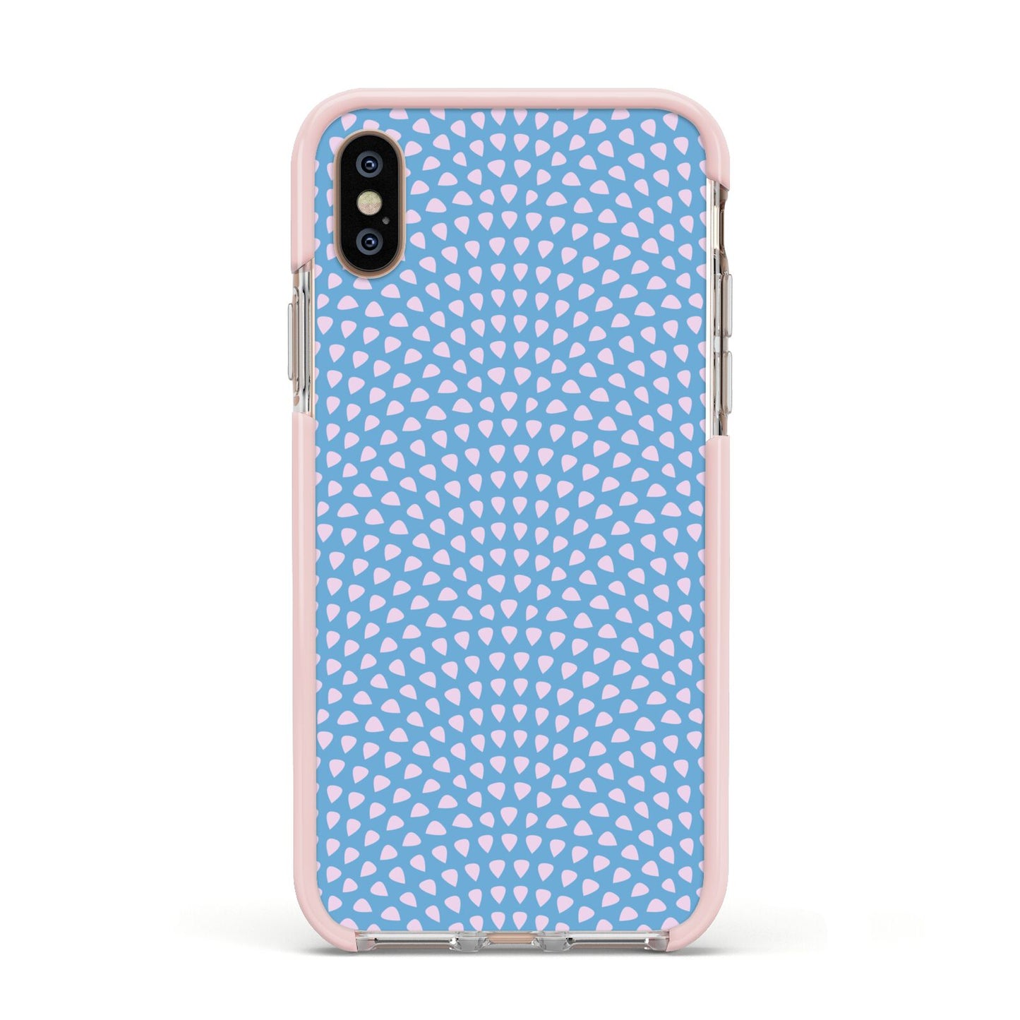 Coastal Pattern Apple iPhone Xs Impact Case Pink Edge on Gold Phone