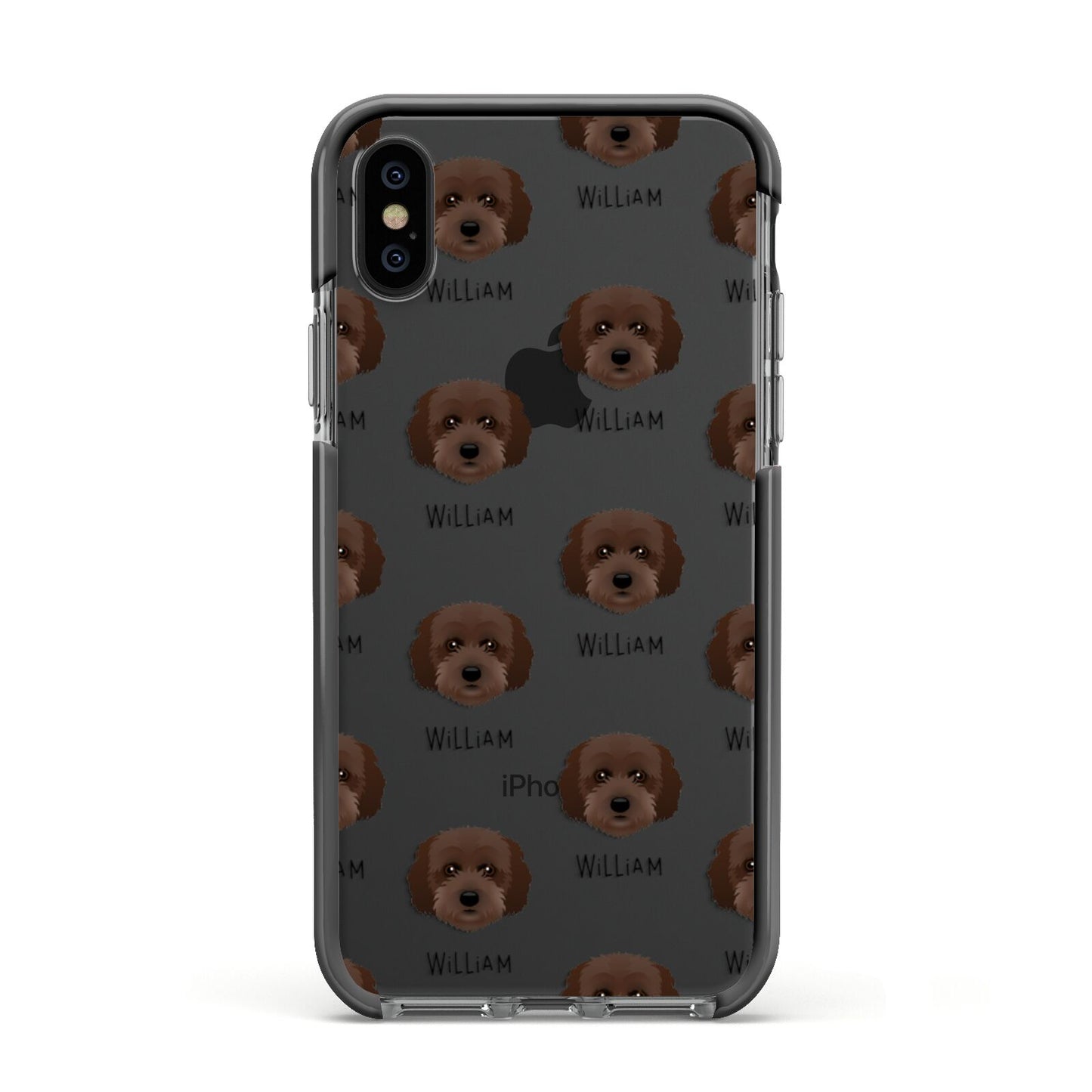 Cockachon Icon with Name Apple iPhone Xs Impact Case Black Edge on Black Phone