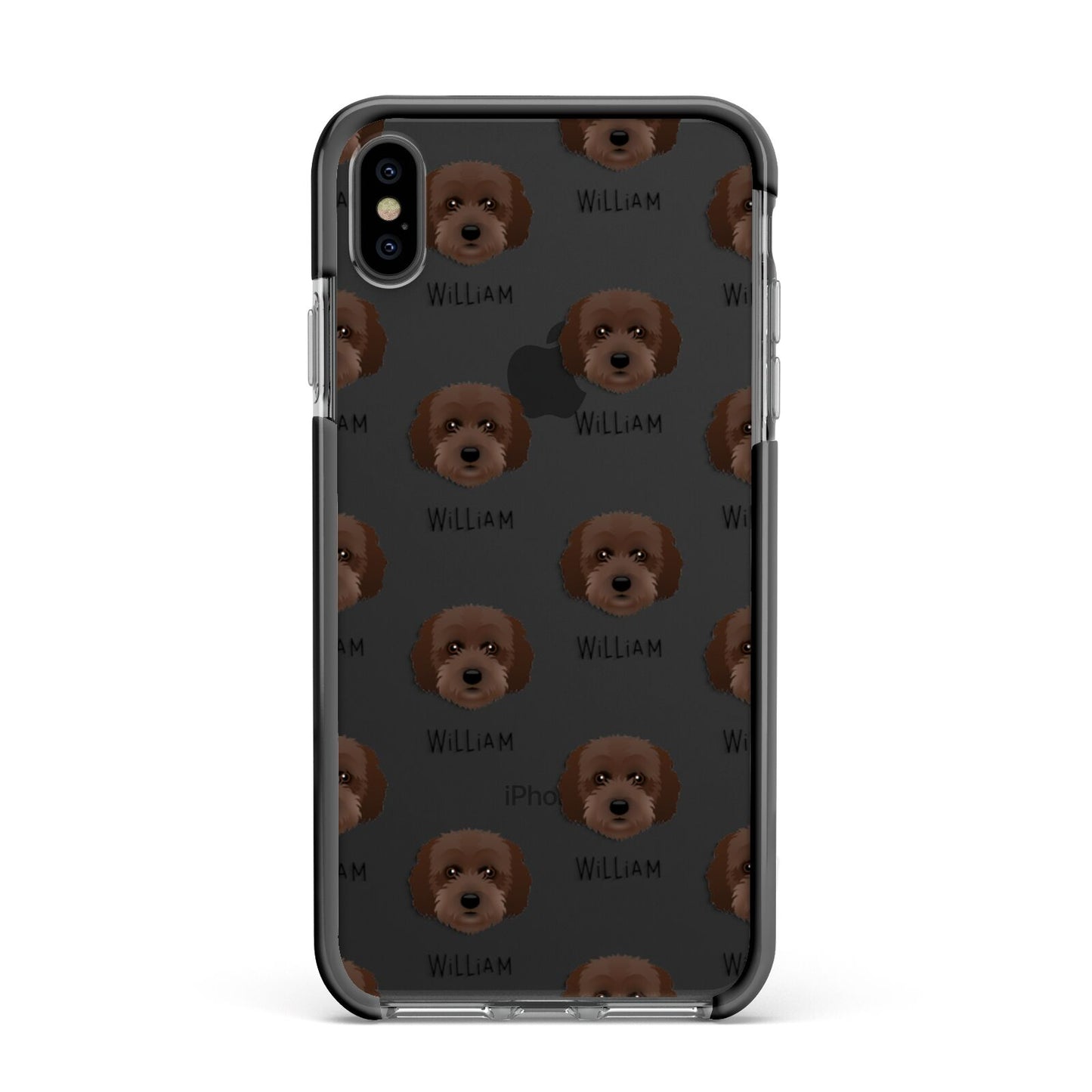 Cockachon Icon with Name Apple iPhone Xs Max Impact Case Black Edge on Black Phone