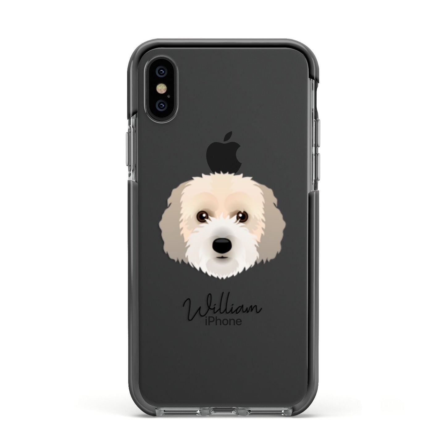 Cockachon Personalised Apple iPhone Xs Impact Case Black Edge on Black Phone