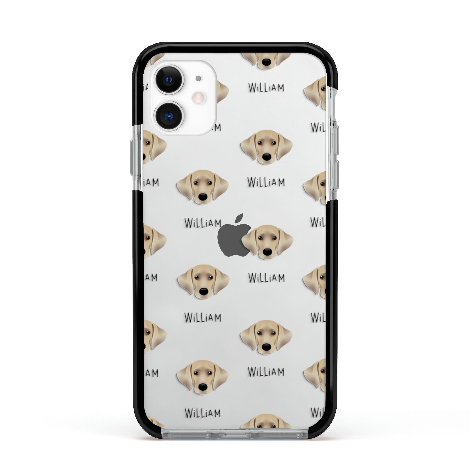 Cockador Icon with Name Apple iPhone 11 in White with Black Impact Case