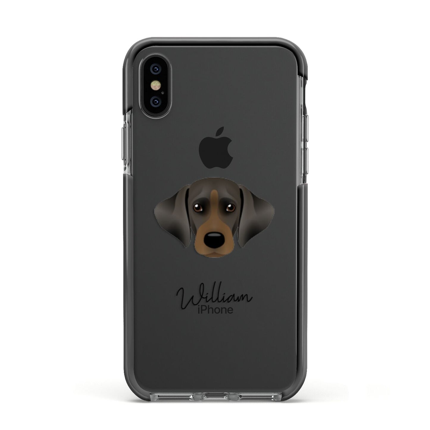 Cockador Personalised Apple iPhone Xs Impact Case Black Edge on Black Phone