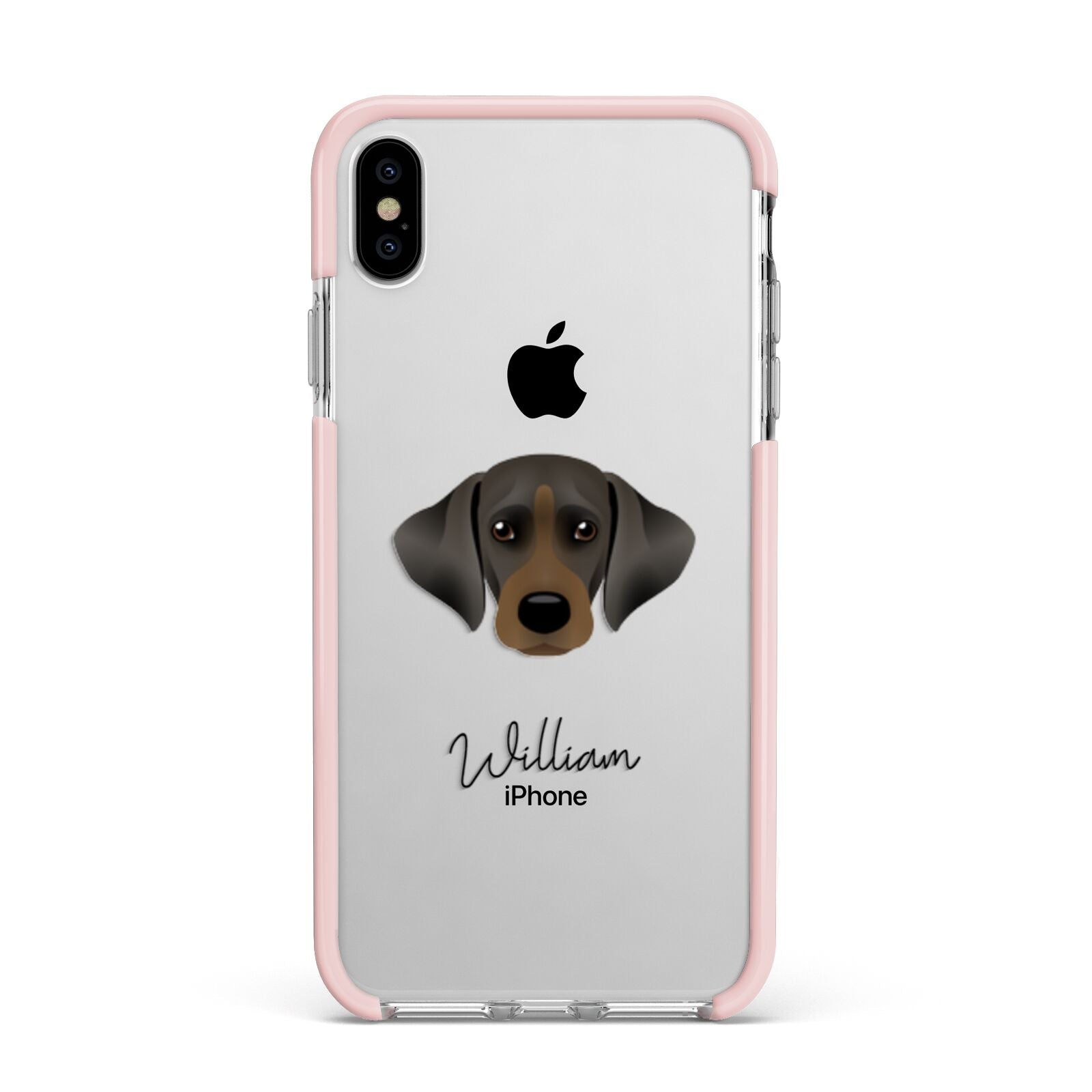 Cockador Personalised Apple iPhone Xs Max Impact Case Pink Edge on Silver Phone