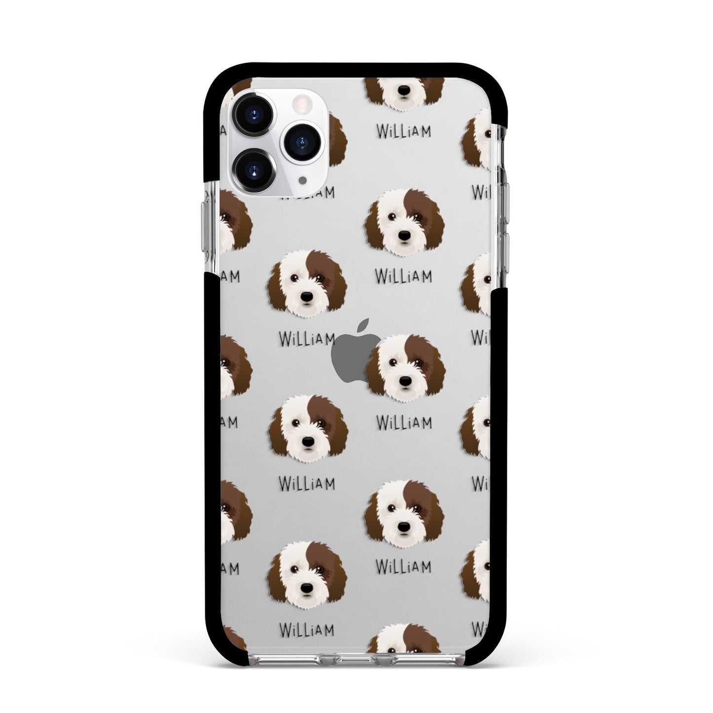 Cockapoo Icon with Name Apple iPhone 11 Pro Max in Silver with Black Impact Case