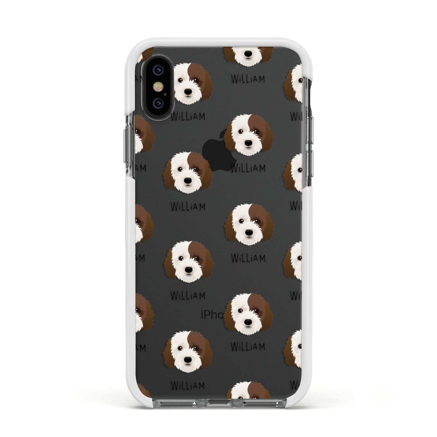 Cockapoo Icon with Name Apple iPhone Xs Impact Case White Edge on Black Phone