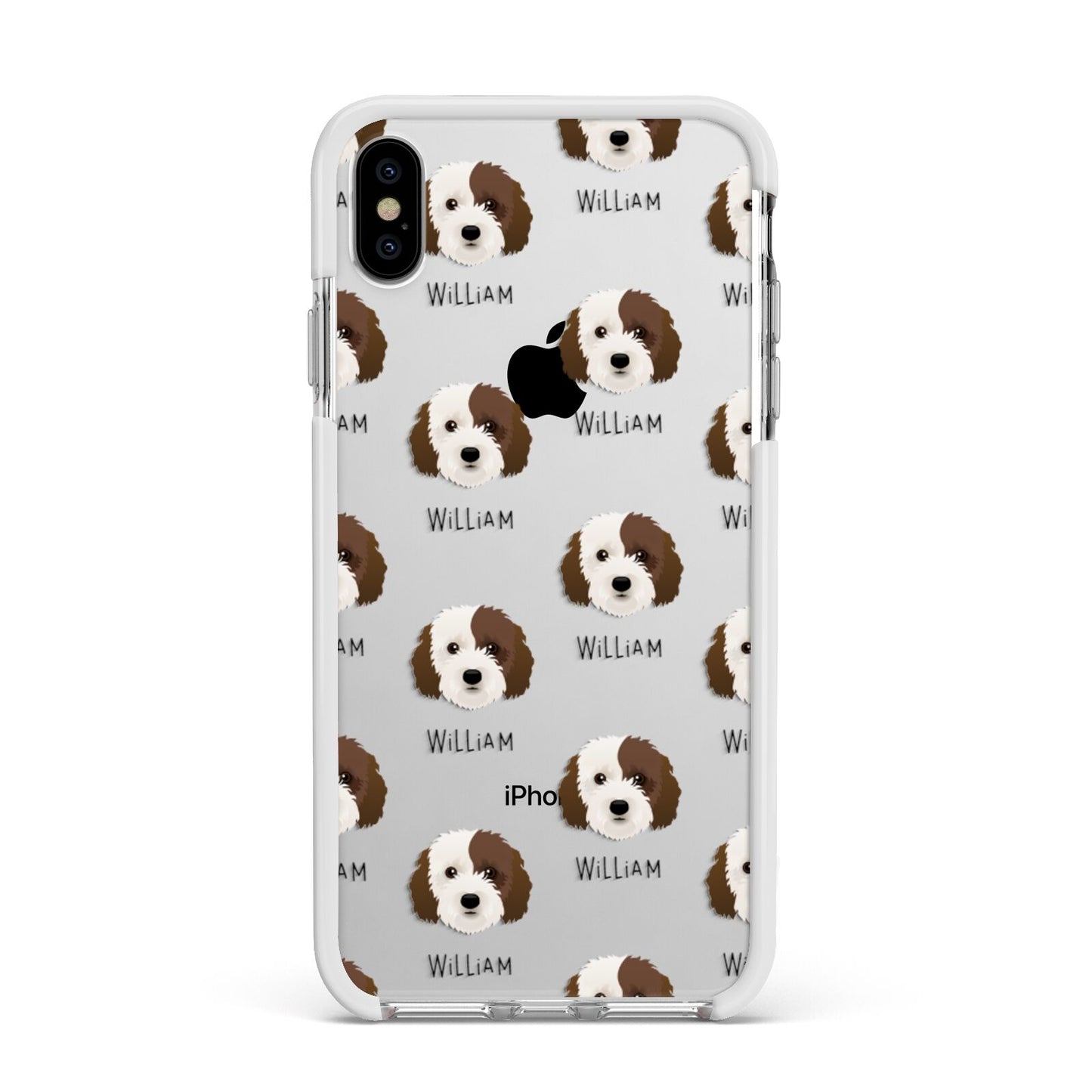 Cockapoo Icon with Name Apple iPhone Xs Max Impact Case White Edge on Silver Phone