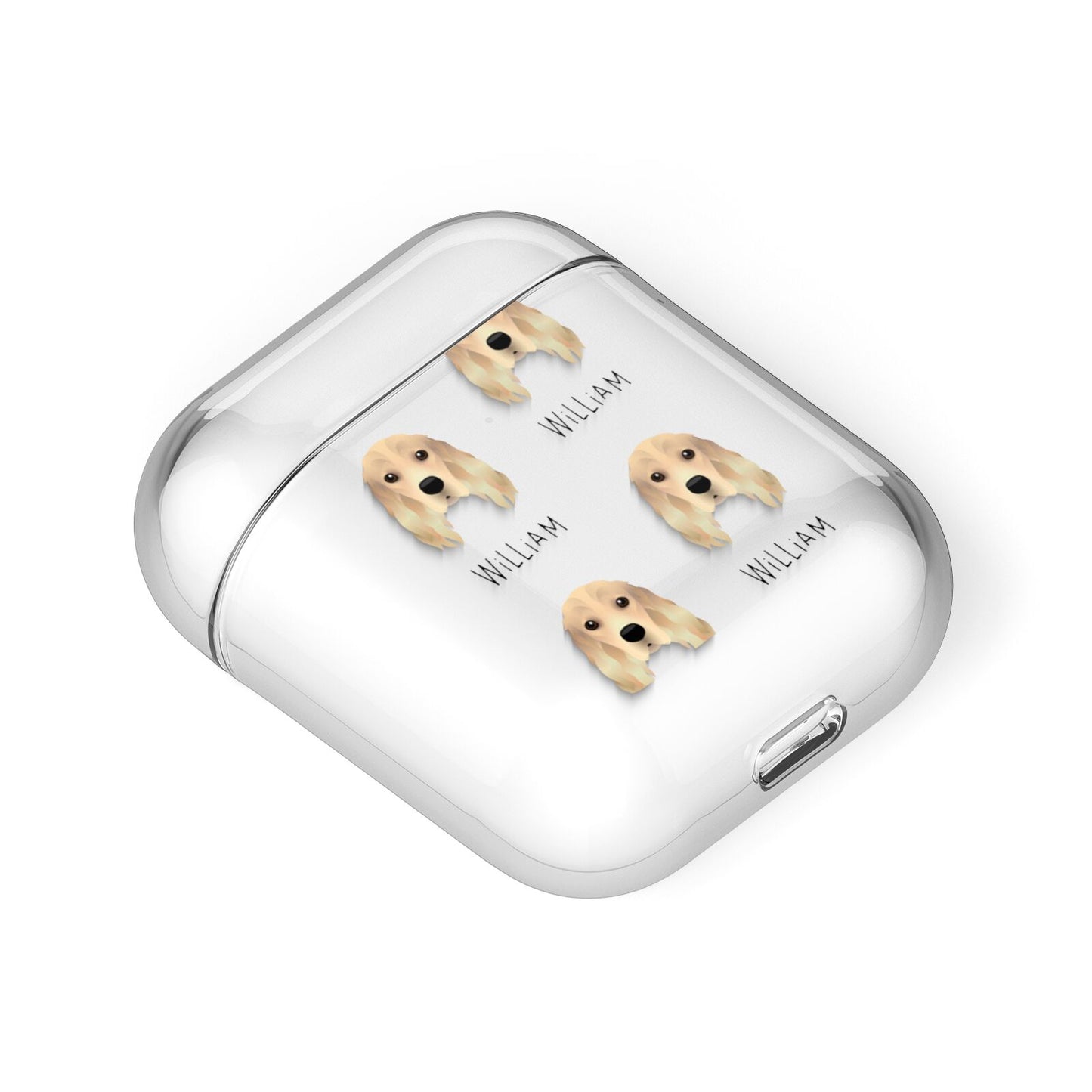 Cocker Spaniel Icon with Name AirPods Case Laid Flat