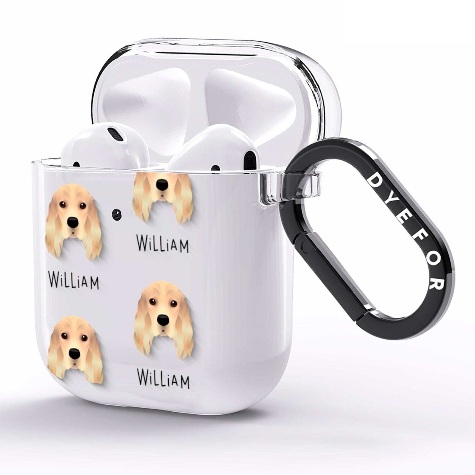 Cocker Spaniel Icon with Name AirPods Clear Case Side Image