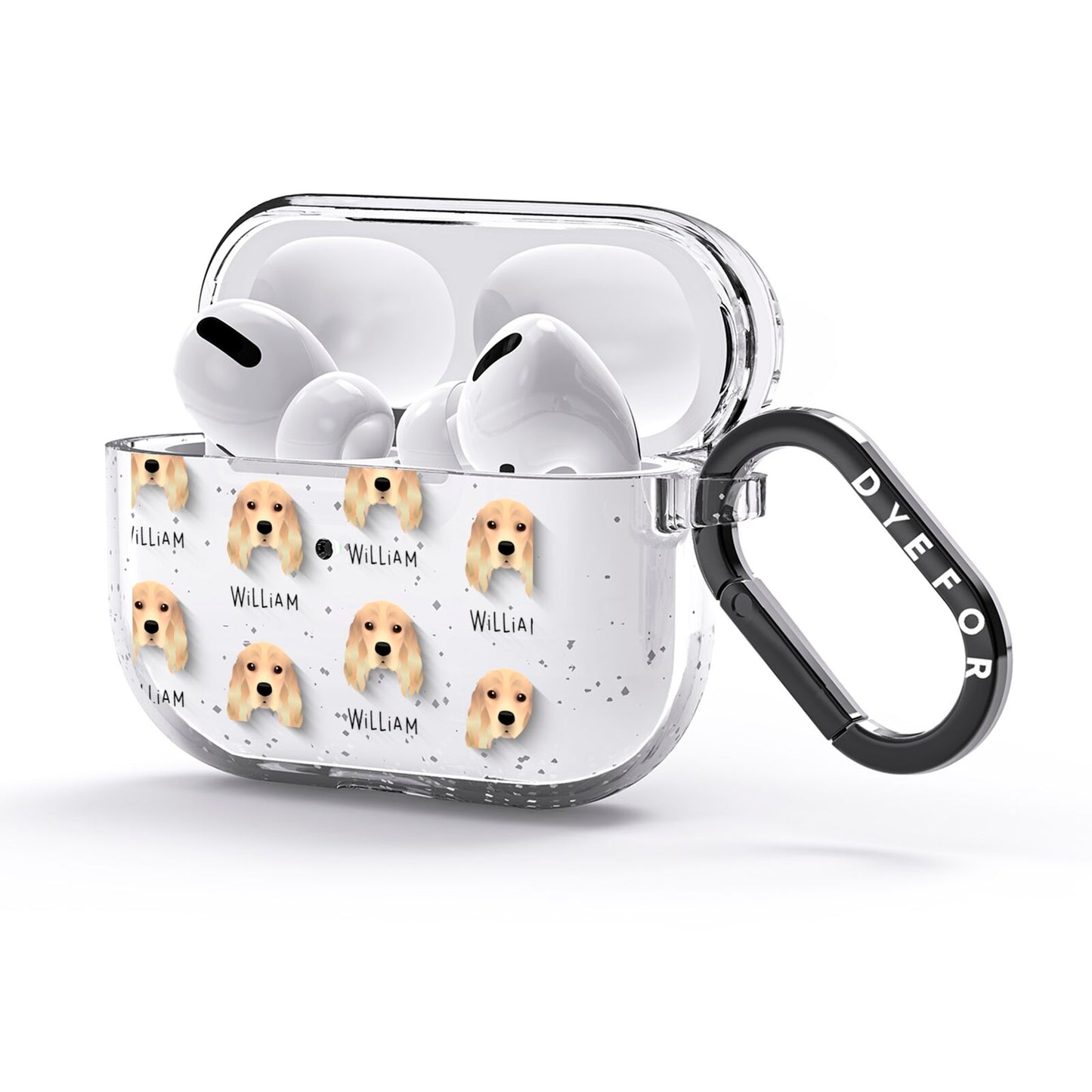 Cocker Spaniel Icon with Name AirPods Glitter Case 3rd Gen Side Image