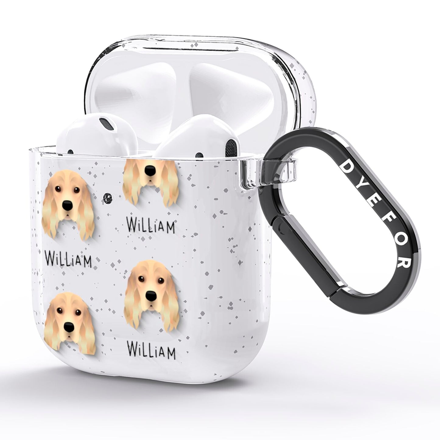 Cocker Spaniel Icon with Name AirPods Glitter Case Side Image