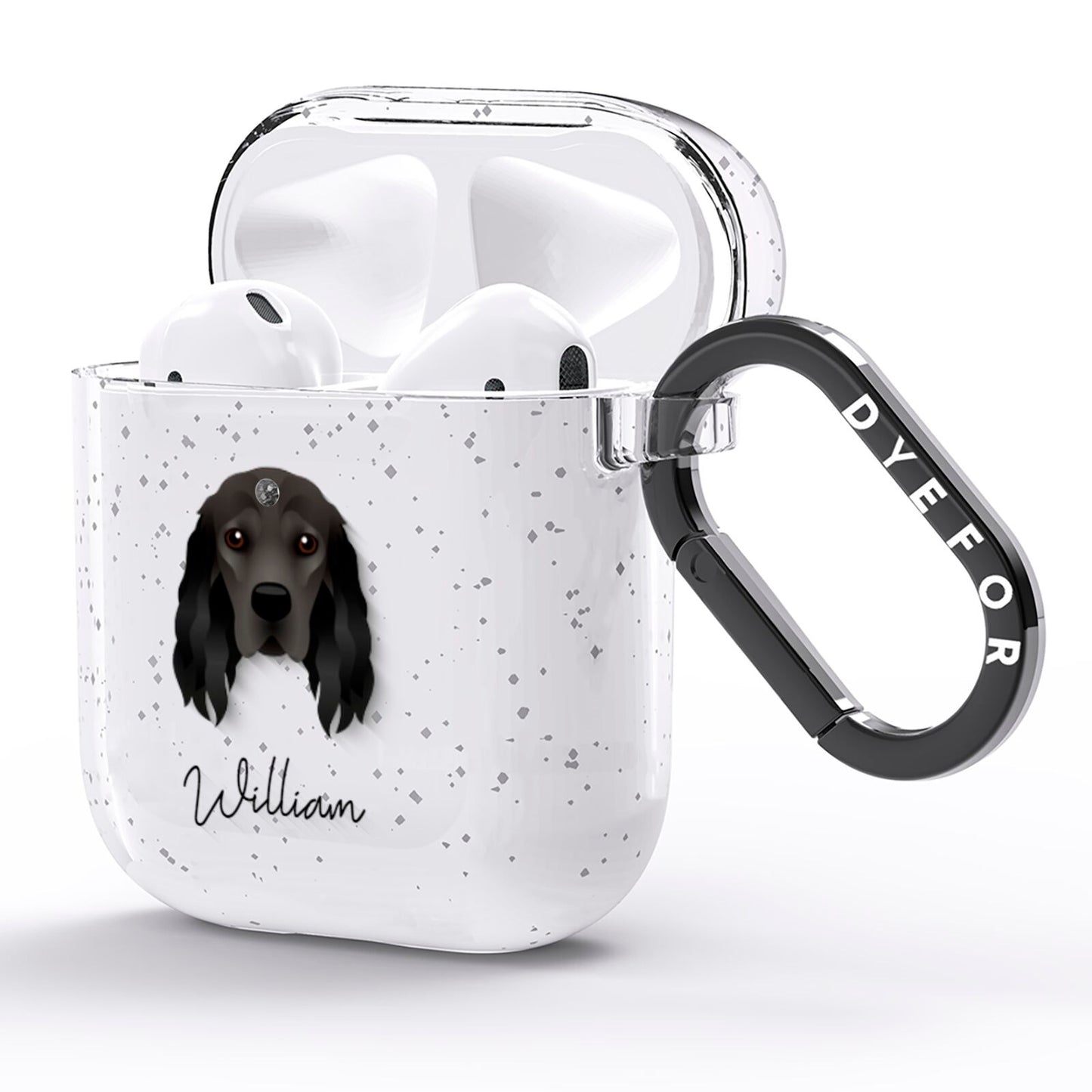 Cocker Spaniel Personalised AirPods Glitter Case Side Image