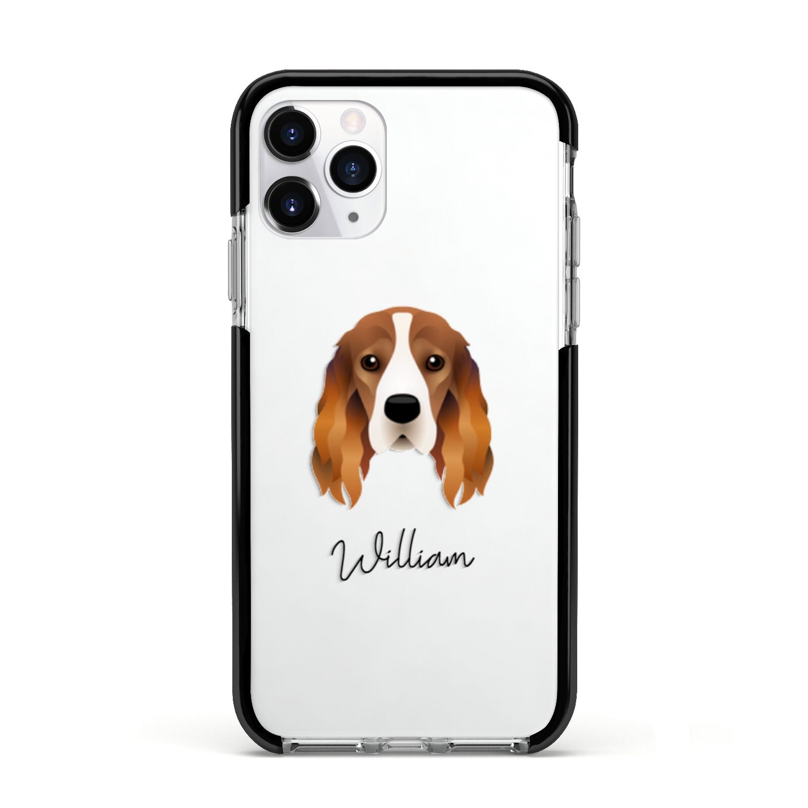 Cocker Spaniel Personalised Apple iPhone 11 Pro in Silver with Black Impact Case