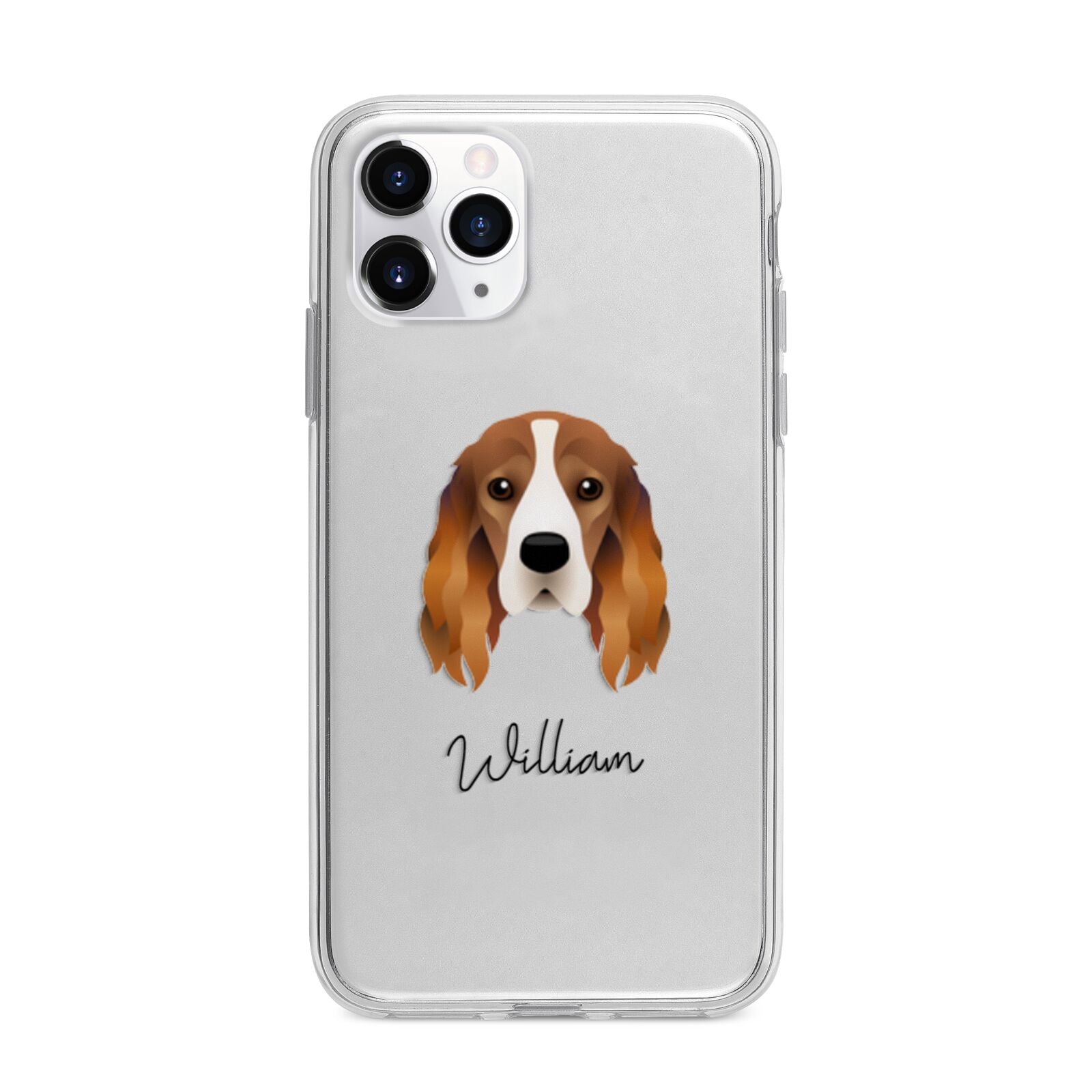 Cocker Spaniel Personalised Apple iPhone 11 Pro in Silver with Bumper Case