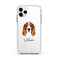 Cocker Spaniel Personalised Apple iPhone 11 Pro in Silver with White Impact Case