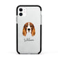 Cocker Spaniel Personalised Apple iPhone 11 in White with Black Impact Case