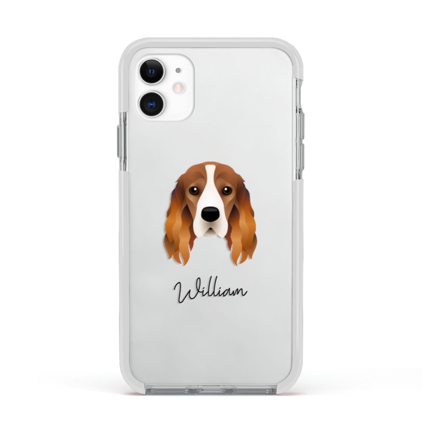 Cocker Spaniel Personalised Apple iPhone 11 in White with White Impact Case