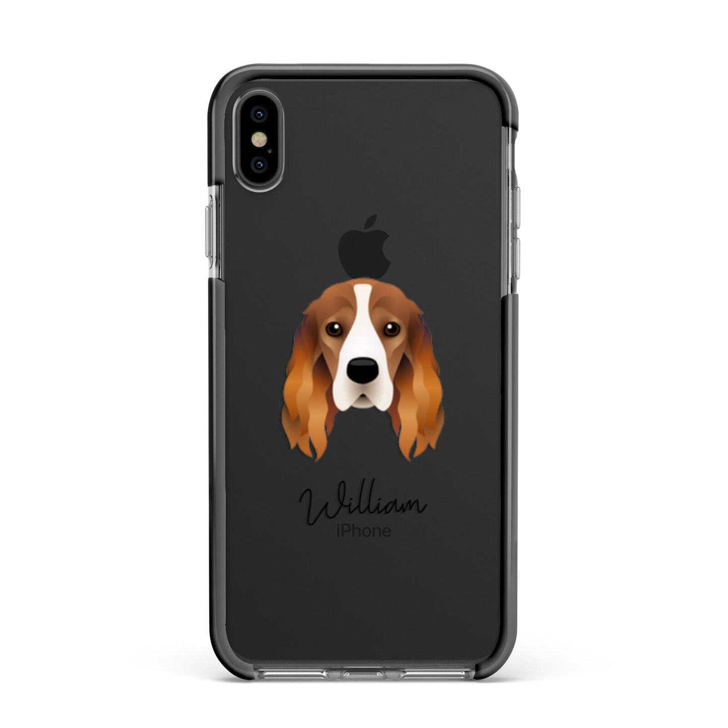 Cocker Spaniel Personalised Apple iPhone Xs Max Impact Case Black Edge on Black Phone