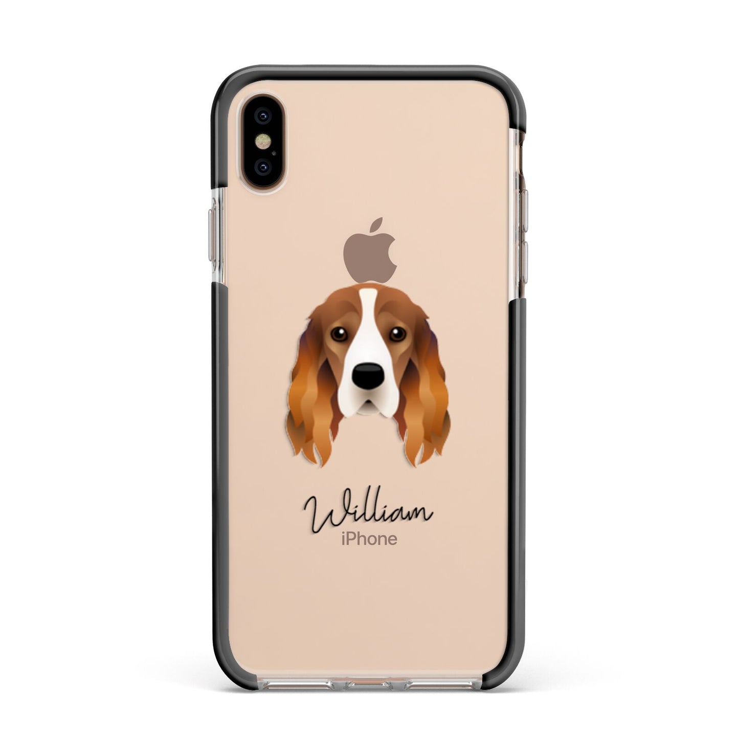 Cocker Spaniel Personalised Apple iPhone Xs Max Impact Case Black Edge on Gold Phone