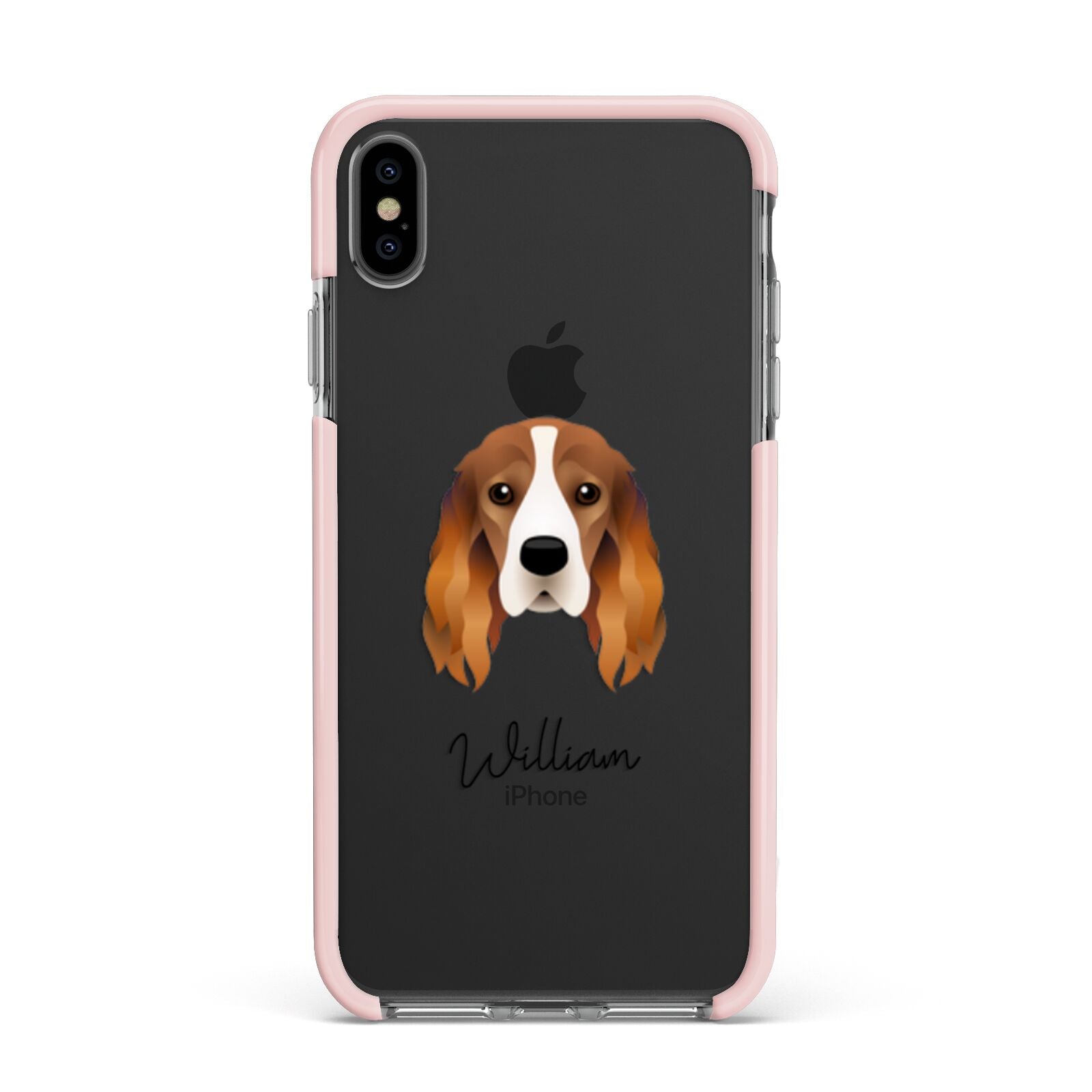 Cocker Spaniel Personalised Apple iPhone Xs Max Impact Case Pink Edge on Black Phone