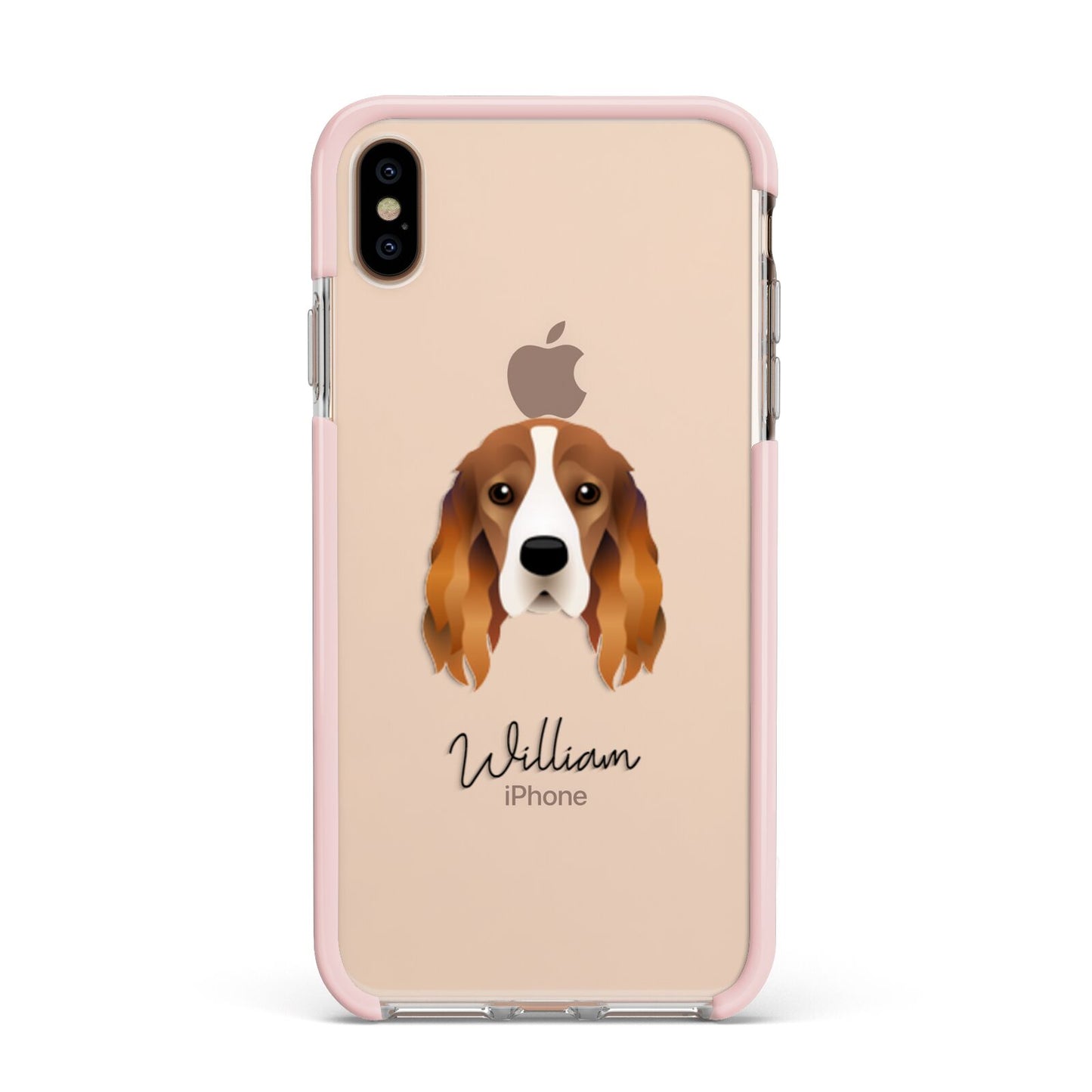 Cocker Spaniel Personalised Apple iPhone Xs Max Impact Case Pink Edge on Gold Phone