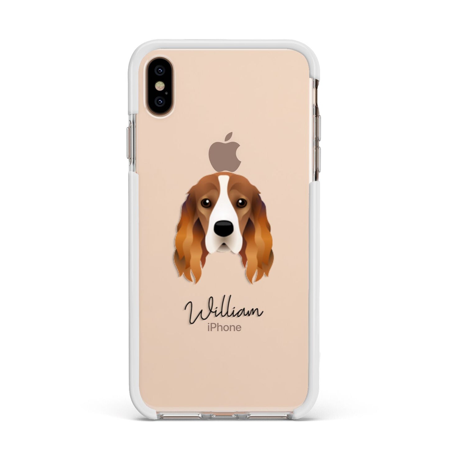Cocker Spaniel Personalised Apple iPhone Xs Max Impact Case White Edge on Gold Phone