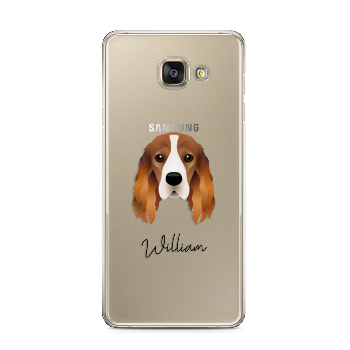 Cocker Spaniel Personalised Samsung Galaxy A3 2016 Case on gold phone
