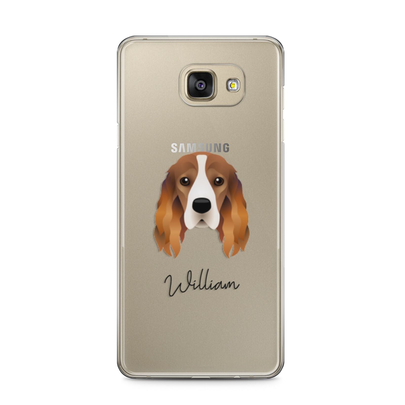 Cocker Spaniel Personalised Samsung Galaxy A5 2016 Case on gold phone