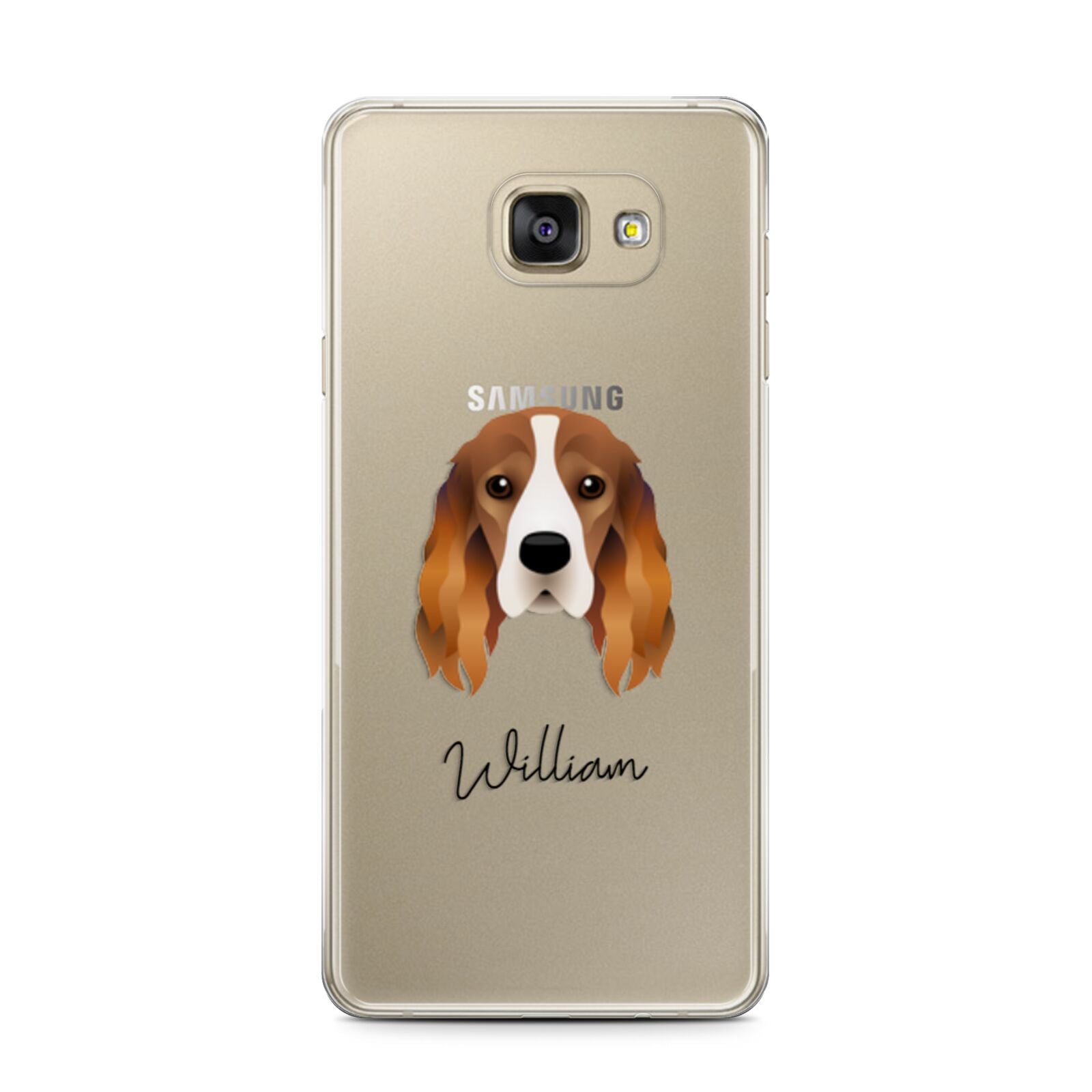 Cocker Spaniel Personalised Samsung Galaxy A7 2016 Case on gold phone