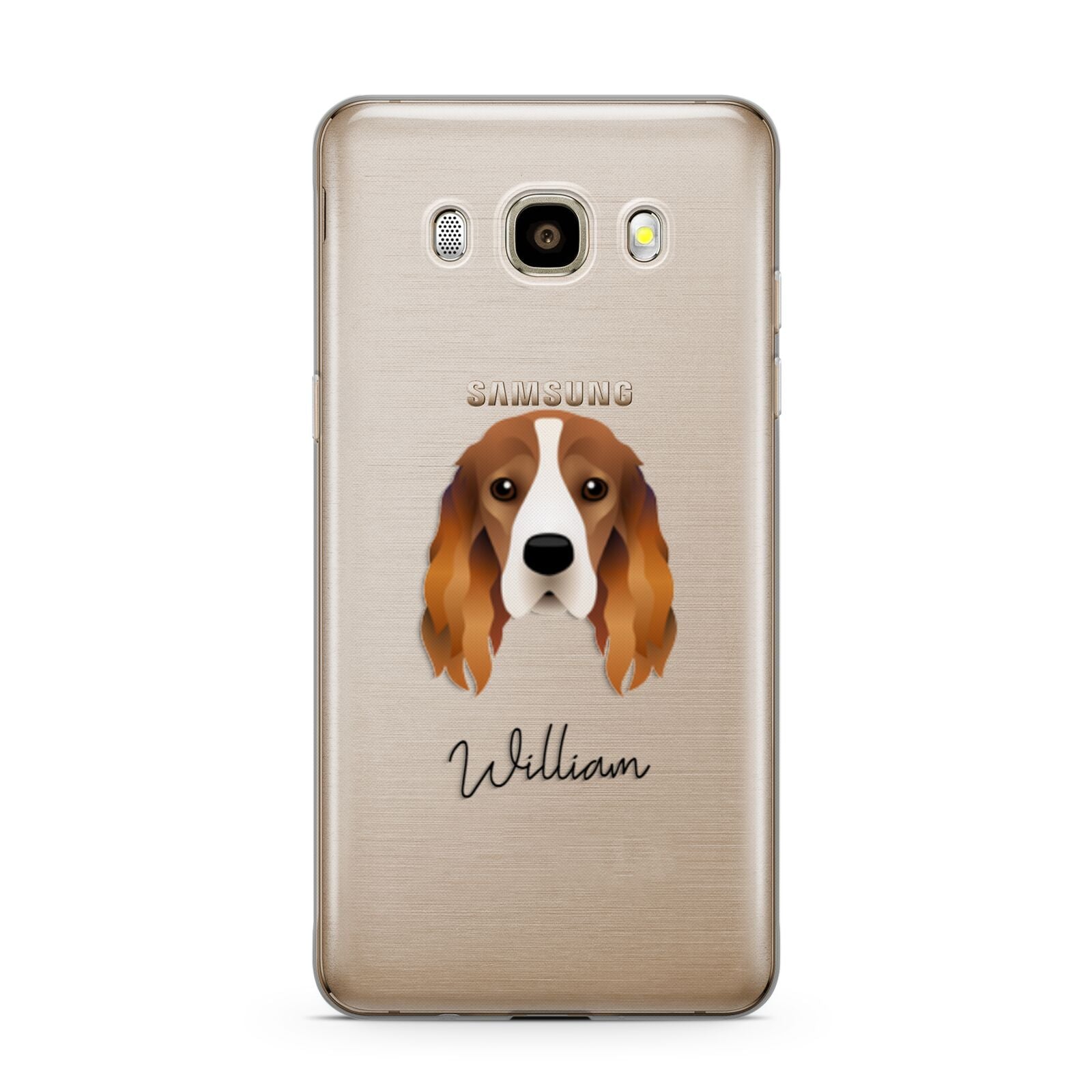 Cocker Spaniel Personalised Samsung Galaxy J7 2016 Case on gold phone