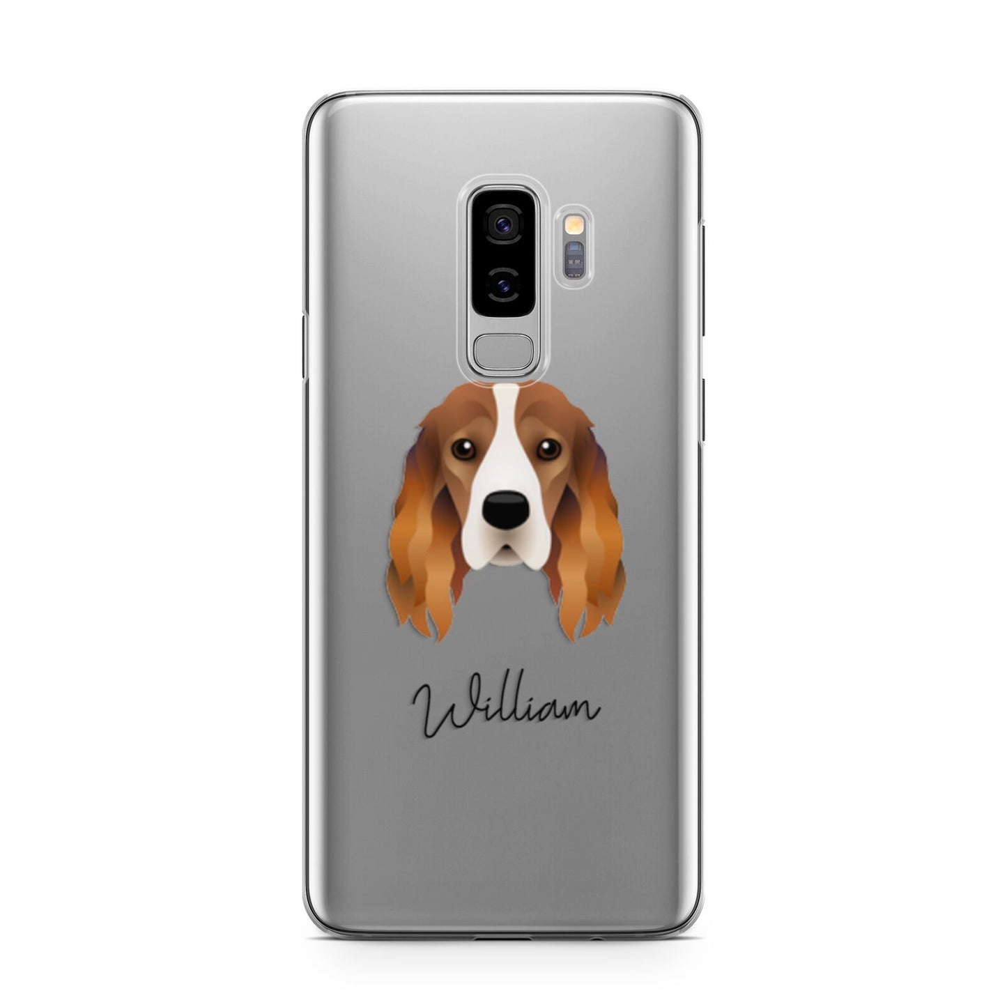 Cocker Spaniel Personalised Samsung Galaxy S9 Plus Case on Silver phone