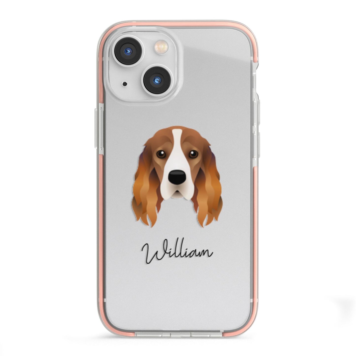 Cocker Spaniel Personalised iPhone 13 Mini TPU Impact Case with Pink Edges