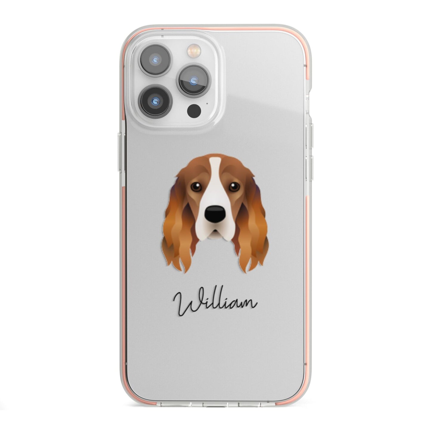 Cocker Spaniel Personalised iPhone 13 Pro Max TPU Impact Case with Pink Edges