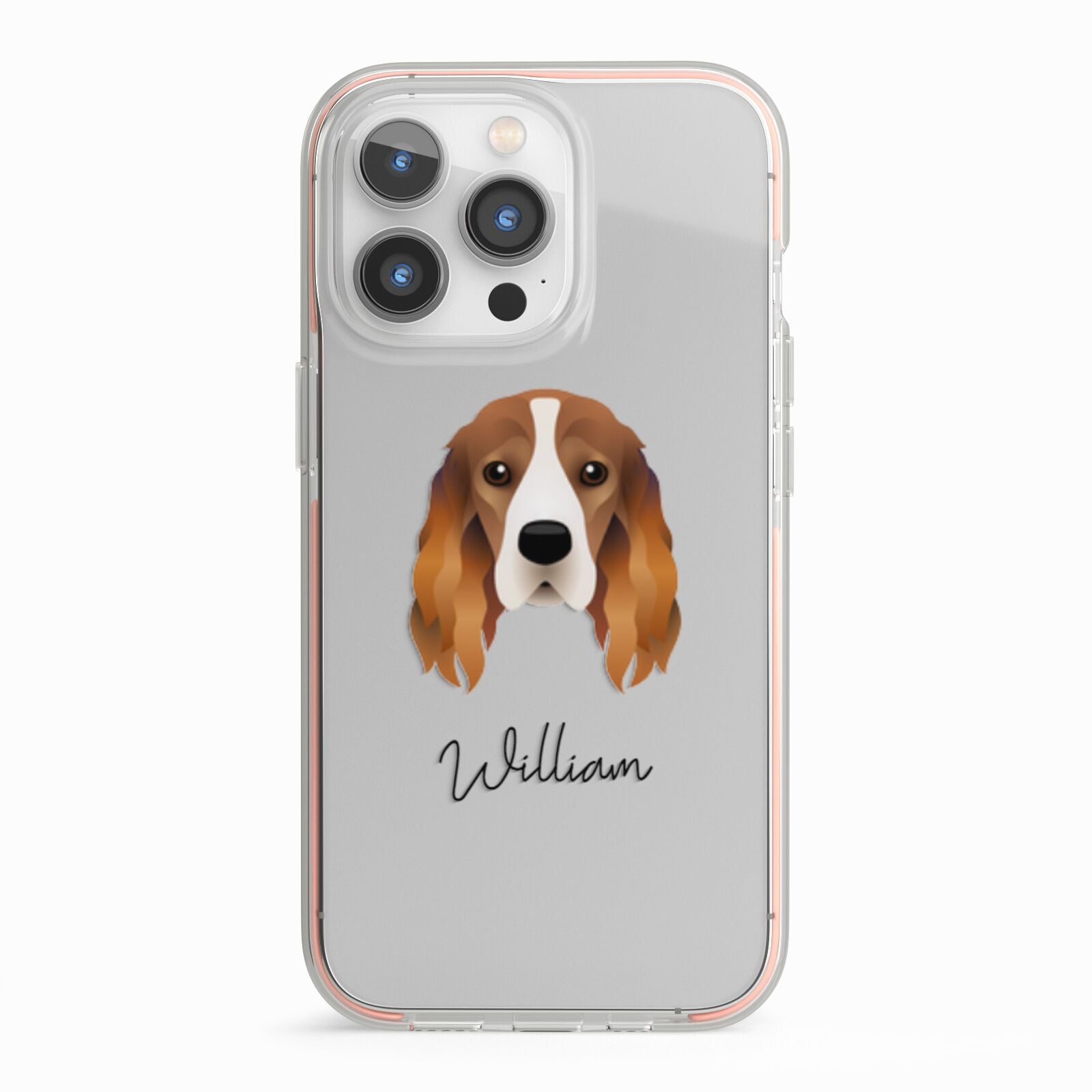 Cocker Spaniel Personalised iPhone 13 Pro TPU Impact Case with Pink Edges