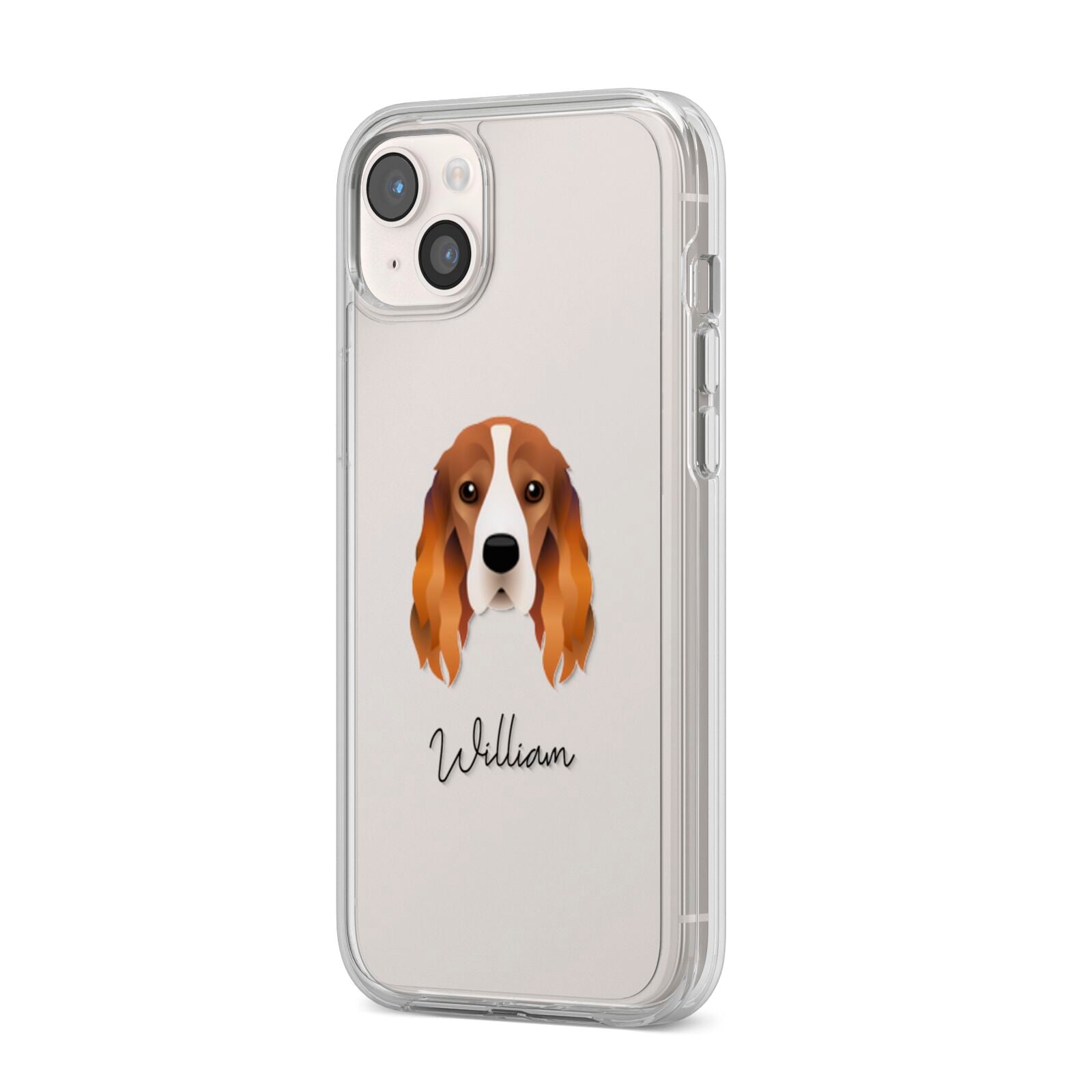 Cocker Spaniel Personalised iPhone 14 Plus Clear Tough Case Starlight Angled Image