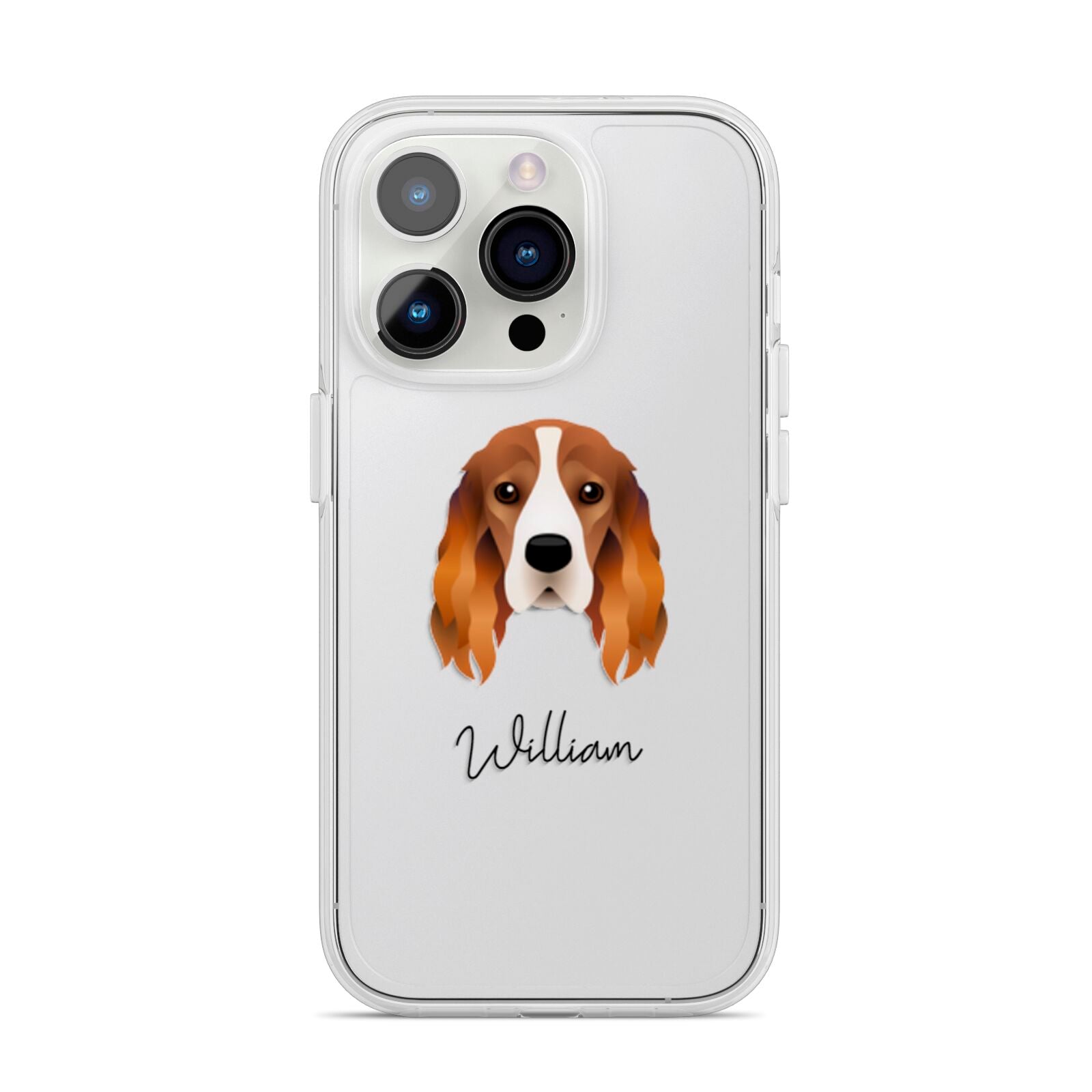 Cocker Spaniel Personalised iPhone 14 Pro Clear Tough Case Silver
