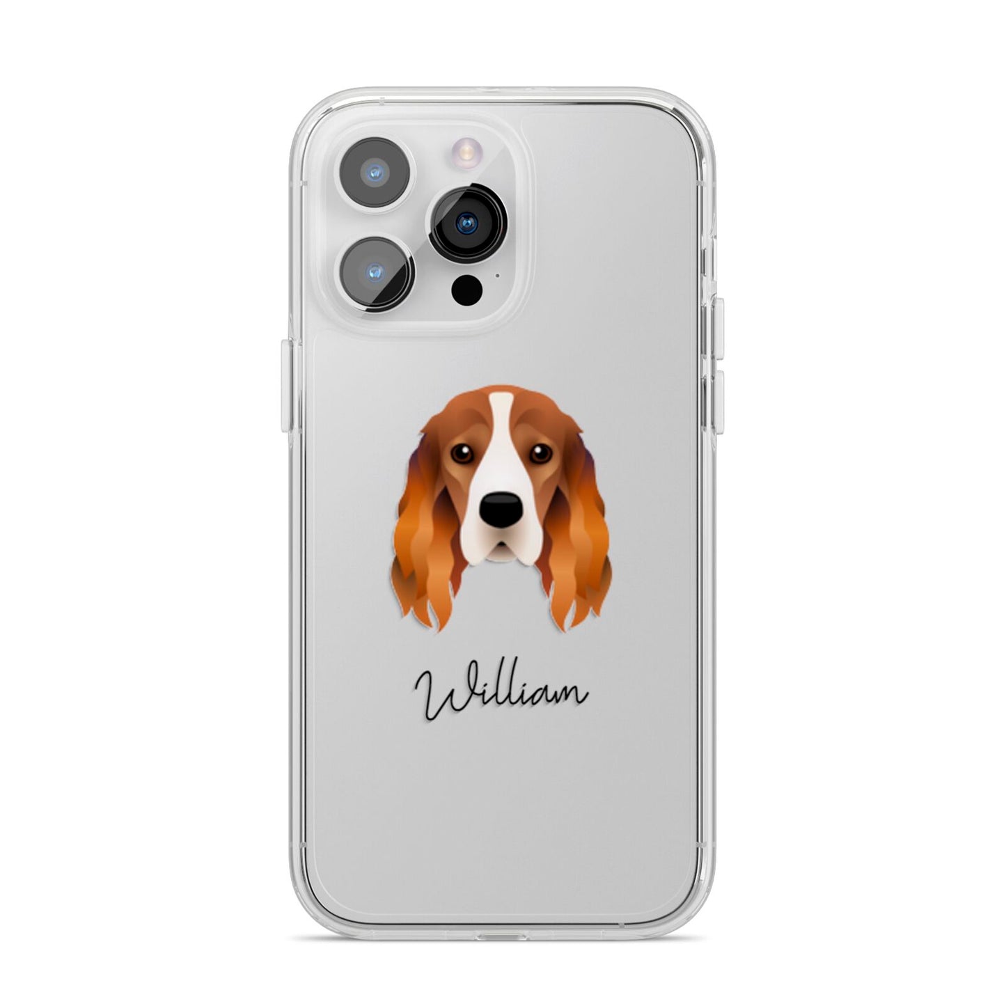 Cocker Spaniel Personalised iPhone 14 Pro Max Clear Tough Case Silver