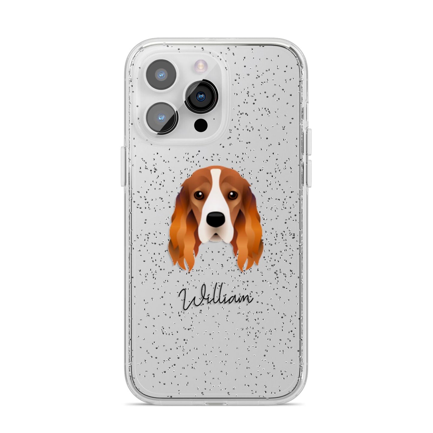 Cocker Spaniel Personalised iPhone 14 Pro Max Glitter Tough Case Silver